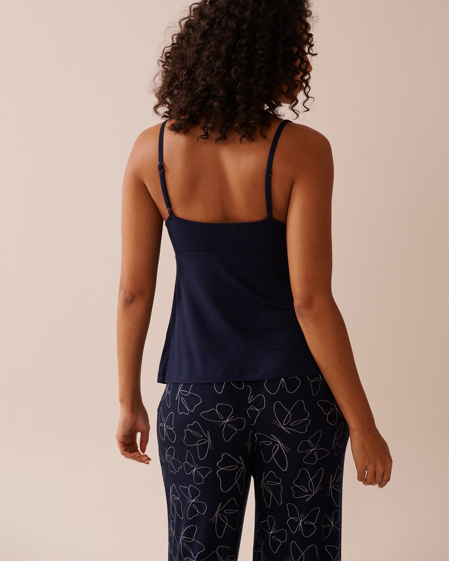 LA VIE EN ROSE Soft Jersey Cami Navy Blue 40100721 - View2