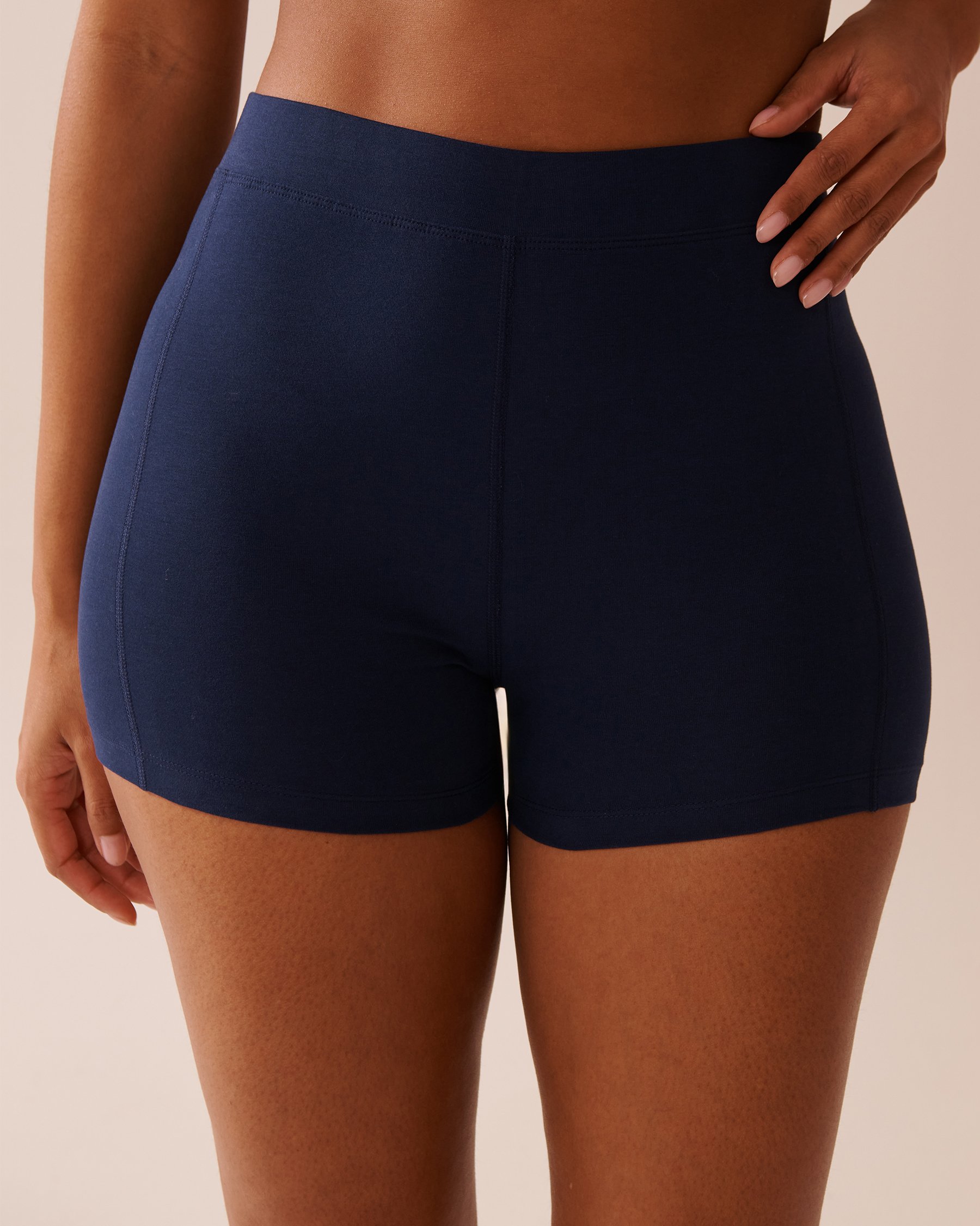 LA VIE EN ROSE Cotton Biker Style Pajama Shorts Navy Blue 40200685 - View1