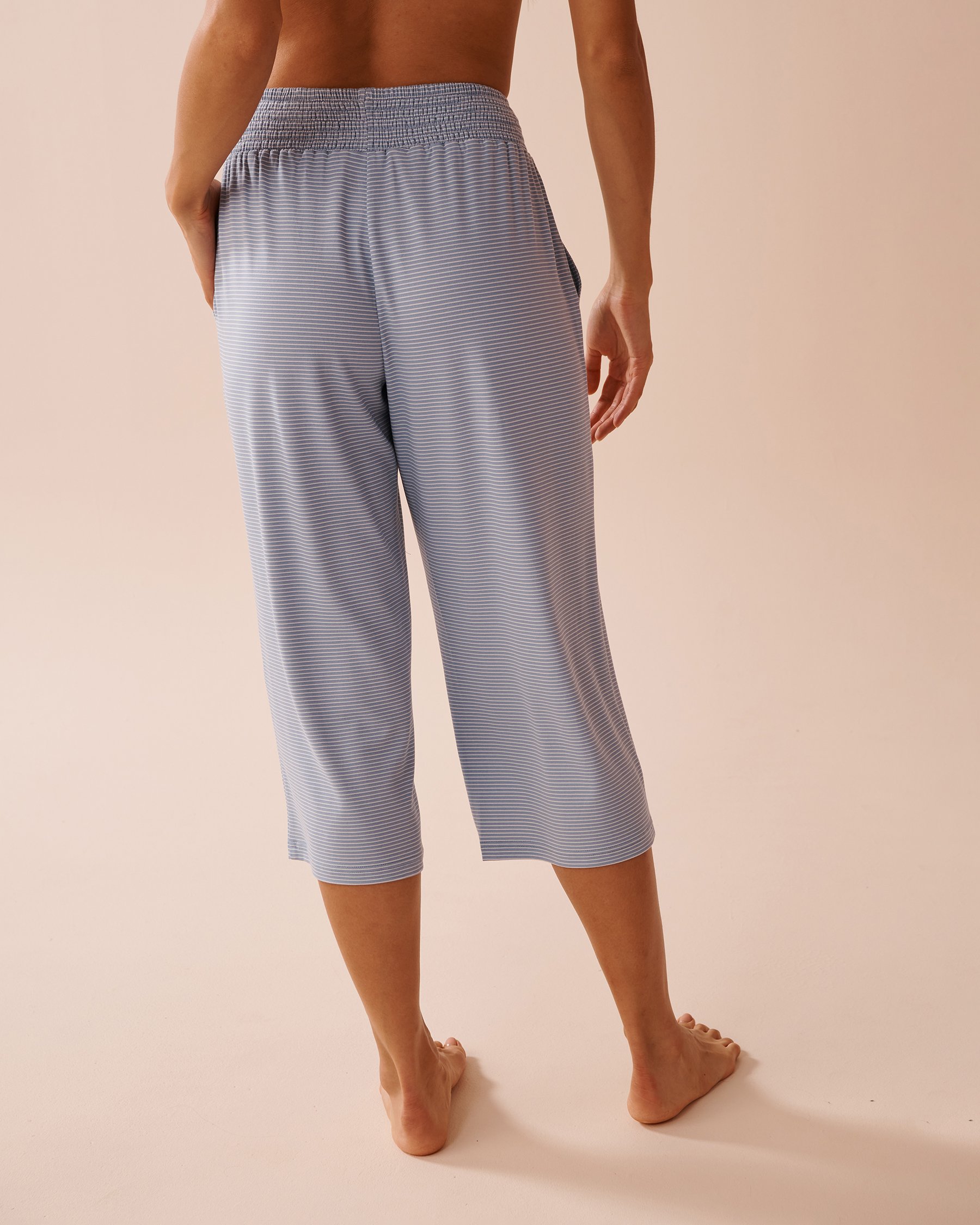 LA VIE EN ROSE Blue Stripe Super Soft Pajama Capris Cloud Blue Stripes 40200697 - View2