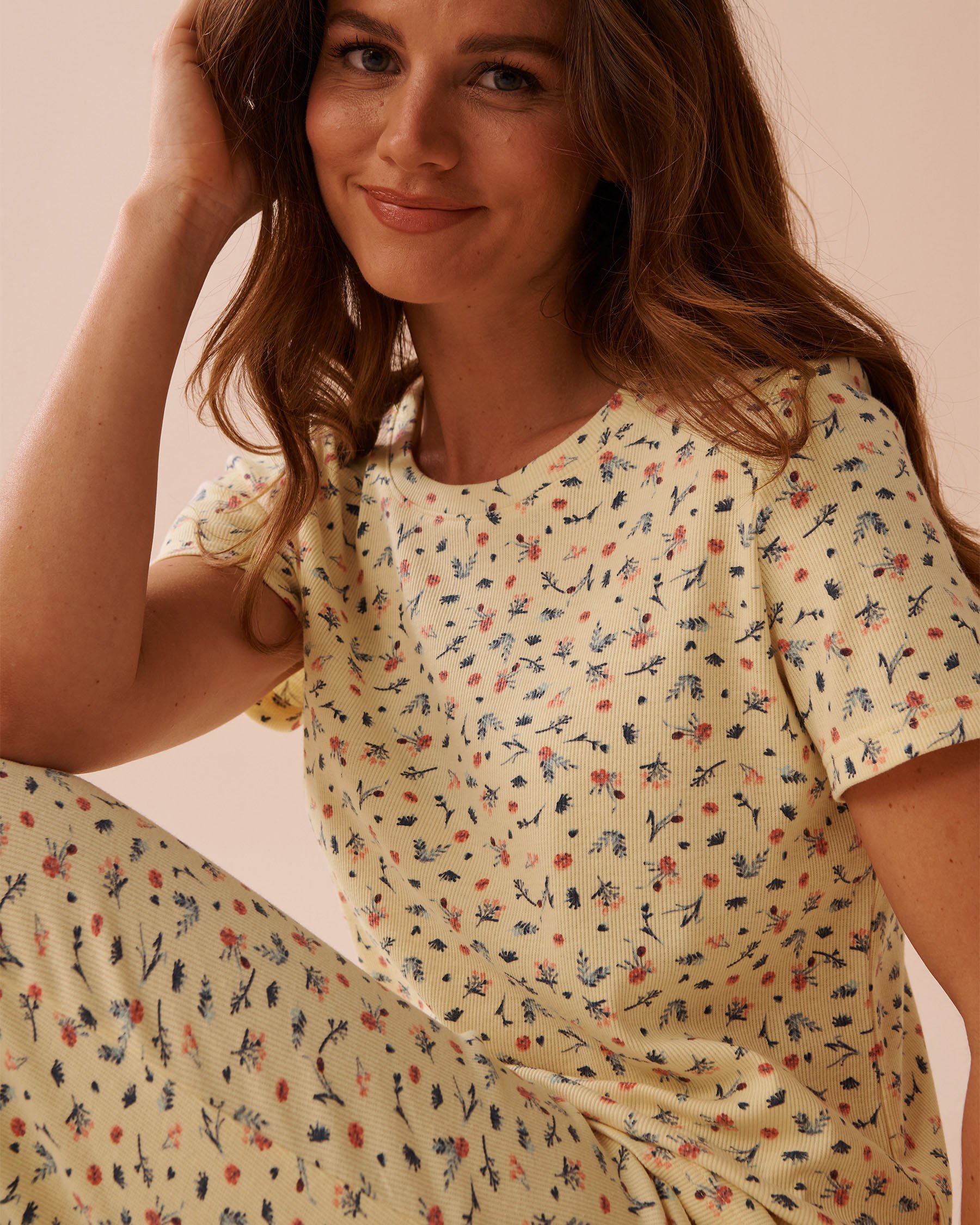 LA VIE EN ROSE T-shirt côtelé à petites fleurs Bouquet printanier 40100713 - View3