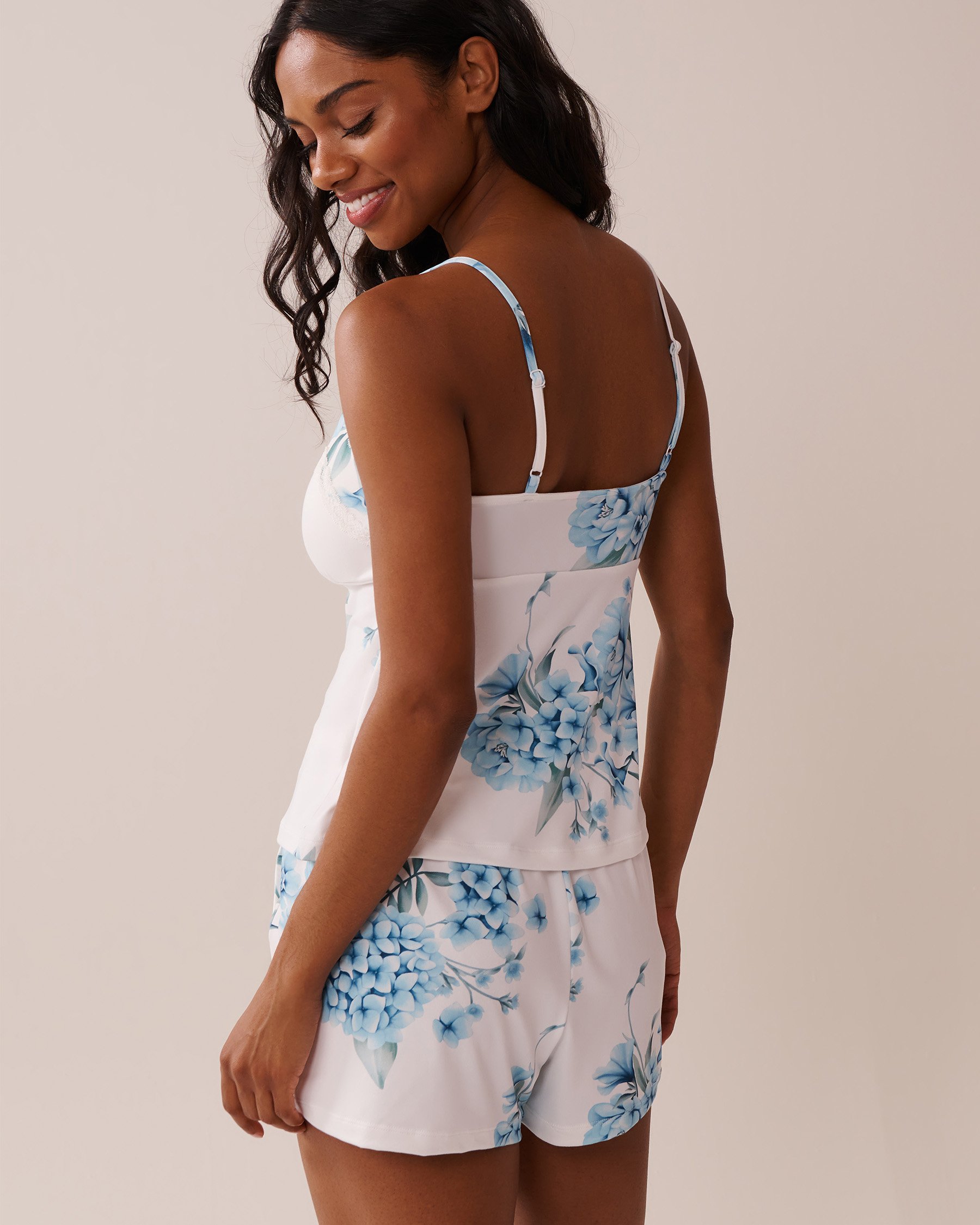 LA VIE EN ROSE Camisole ultra douce imprimé hortensia Jardin d'hortensias bleus 40100707 - View2