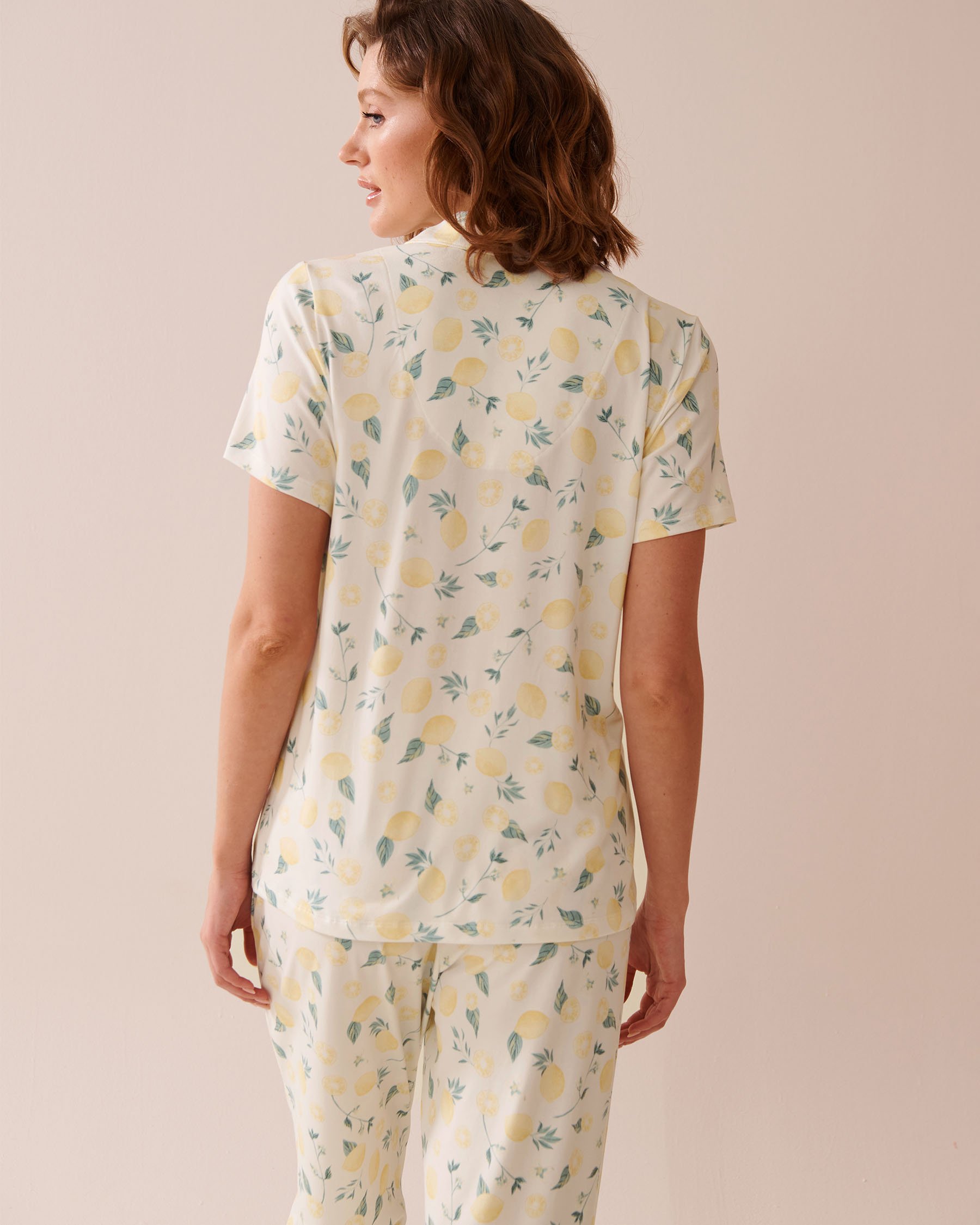 LA VIE EN ROSE Chemisier ultra doux imprimé citron Blanc/Citrons 40100717 - Voir3