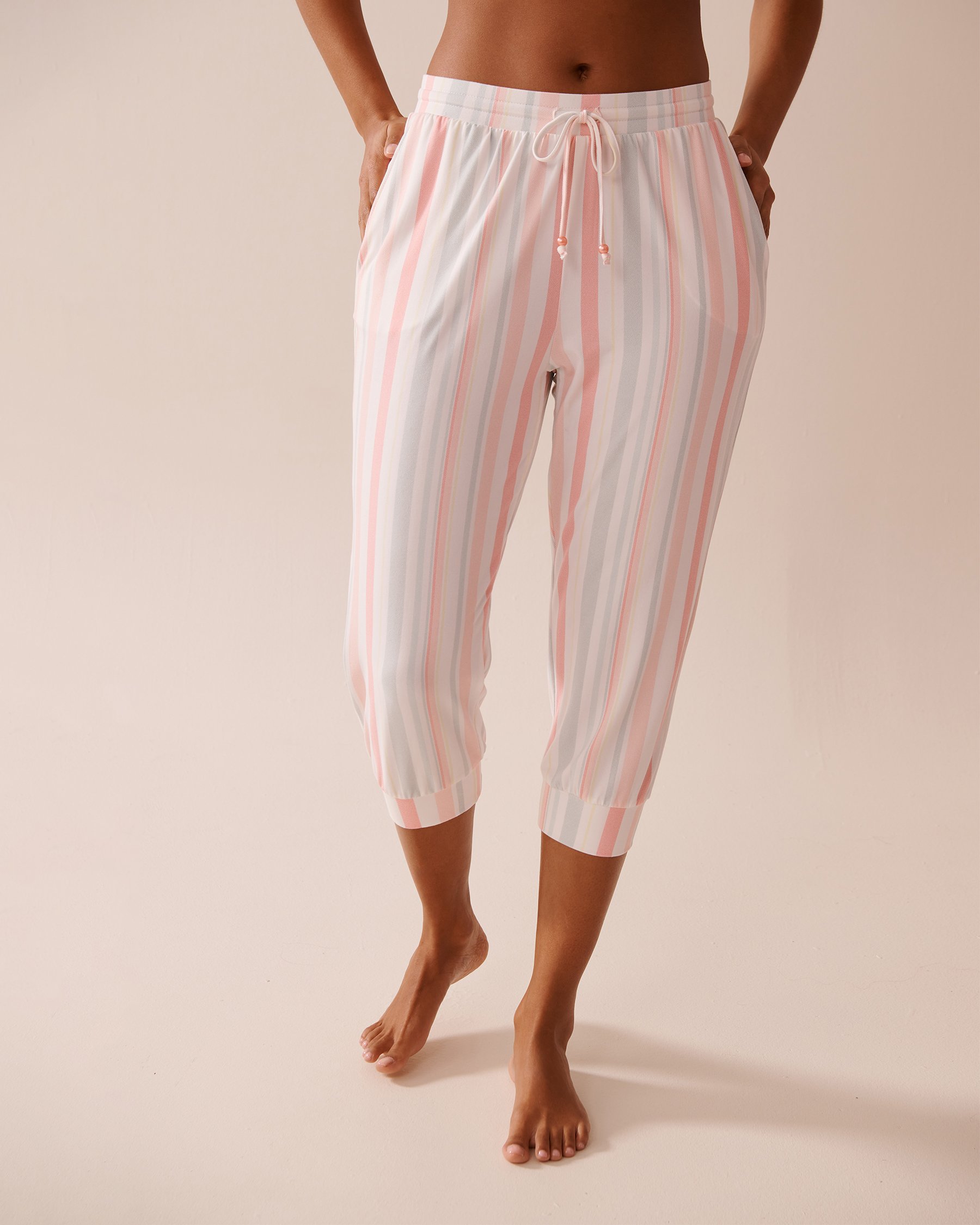 LA VIE EN ROSE Multistripe Super Soft Pajama Capris Multistripe 40200690 - View1