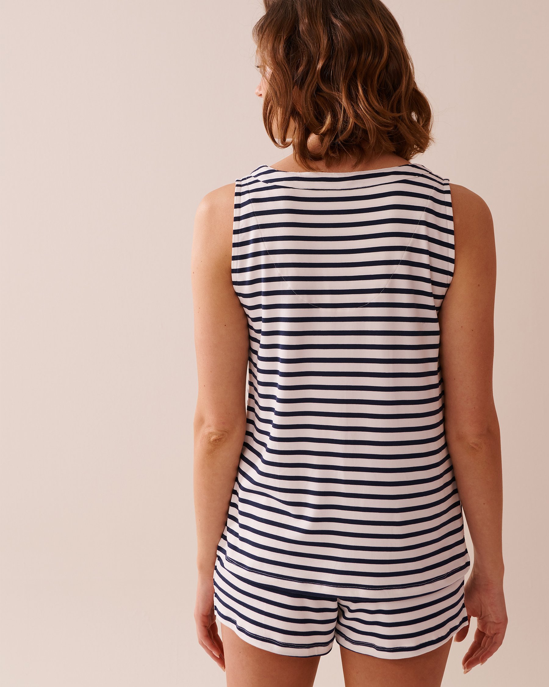 LA VIE EN ROSE Camisole boutonnée ultra douce rayures nautiques Rayures nautiques 40100714 - View2