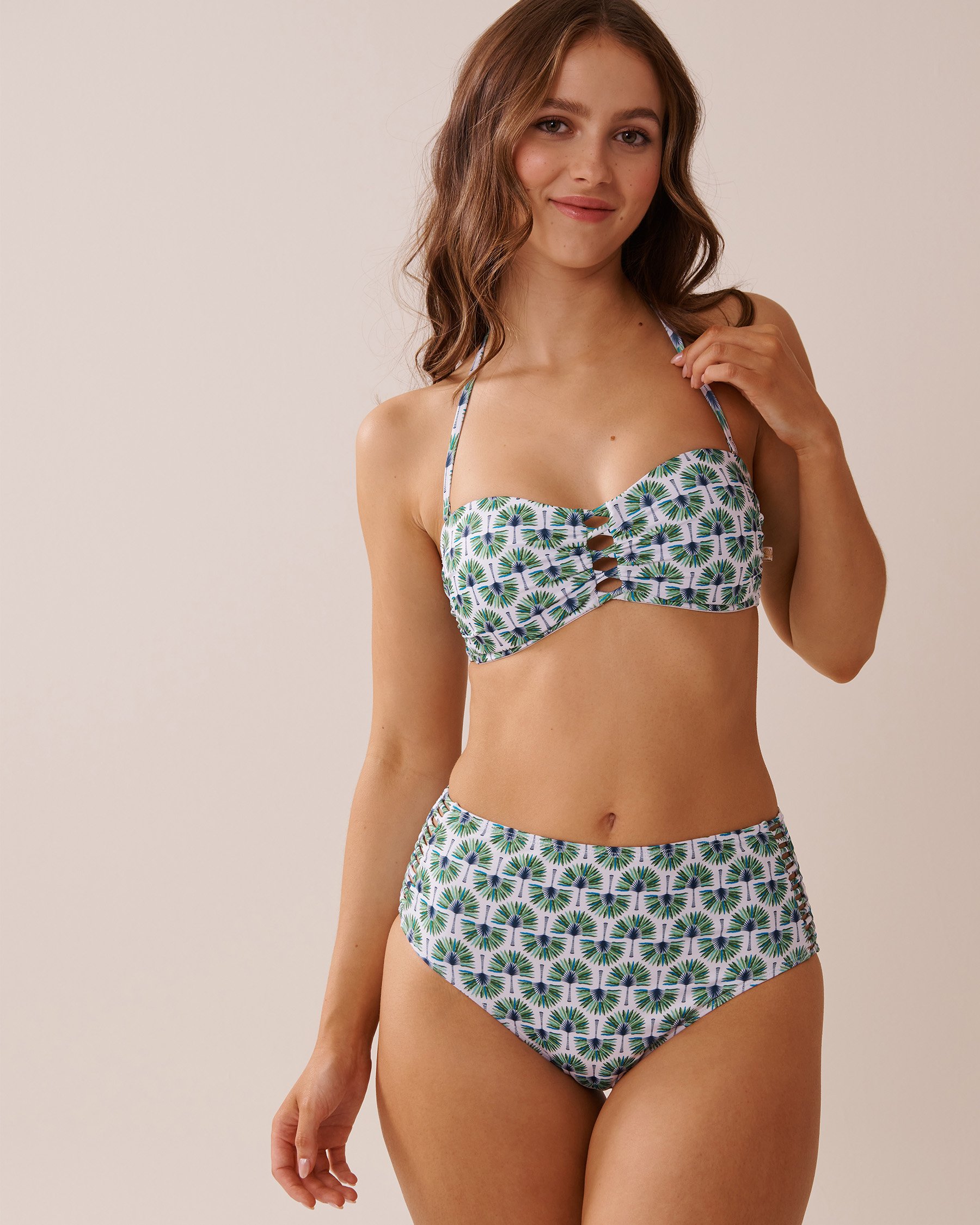 LA VIE EN ROSE AQUA Haut de bikini bandeau GEO PALM TREE Palmiers géométriques 70100720 - Voir3