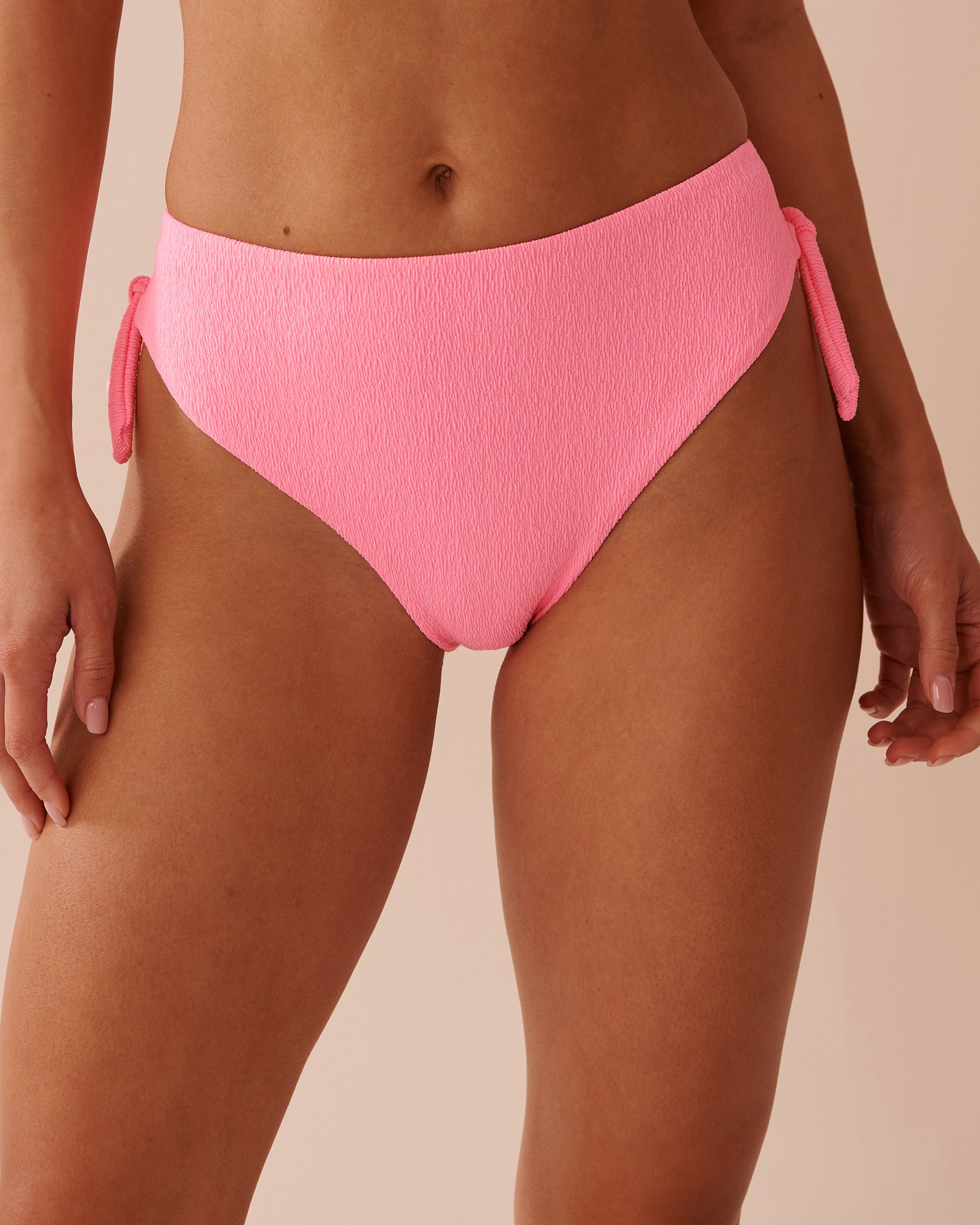 LA VIE EN ROSE AQUA FIZZY PINK Textured Side Tie Bikini Bottom Fizzy Pink 70300660 - View1