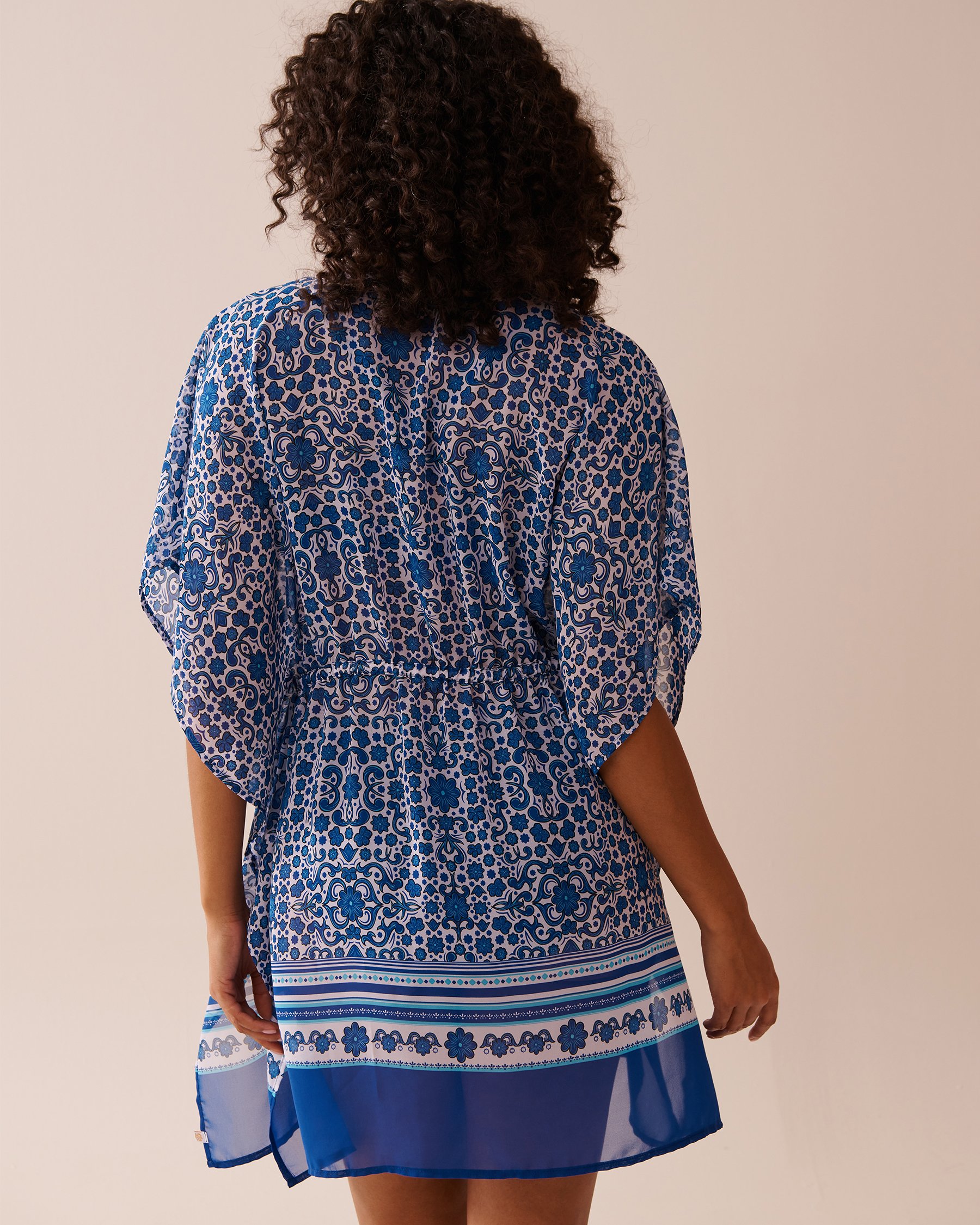 LA VIE EN ROSE AQUA Chiffon Caftan Blue Tile 80400065 - View2