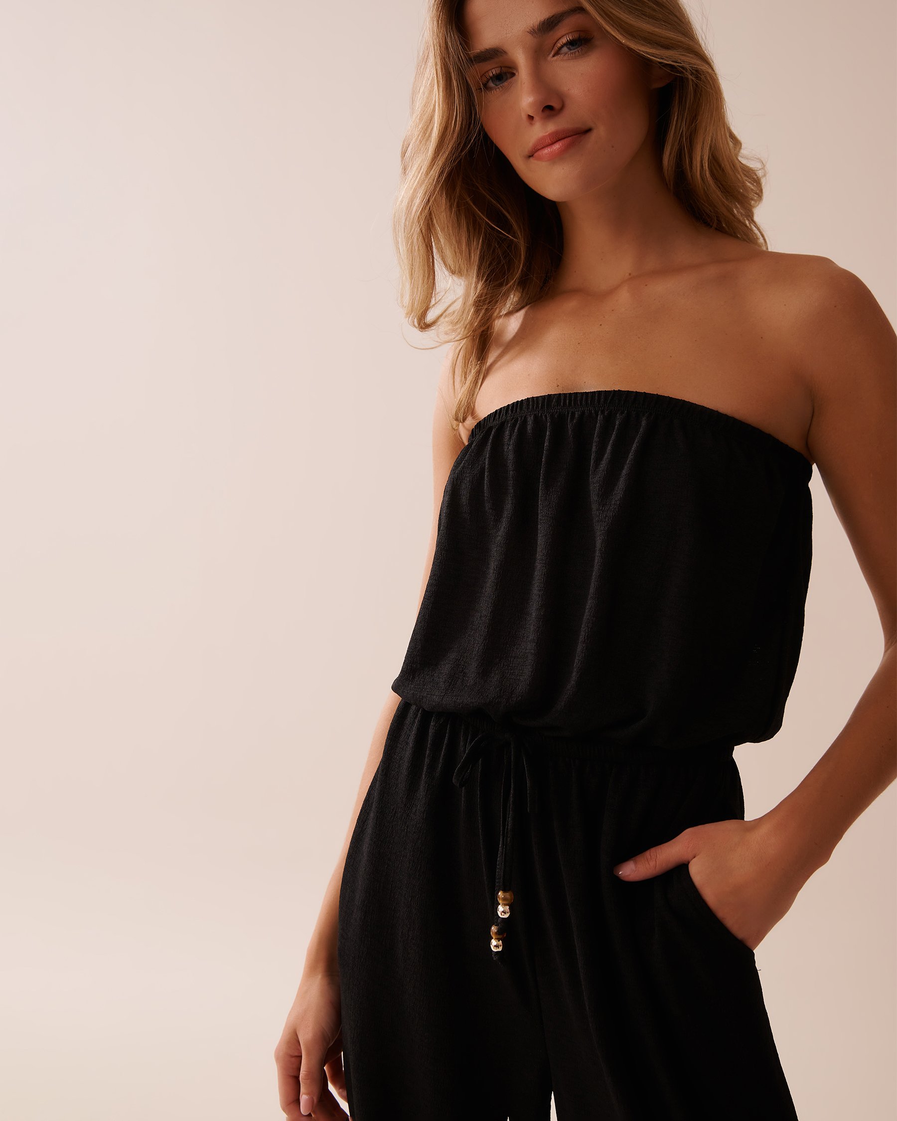 LA VIE EN ROSE AQUA Sleeveless Jumpsuit Black 80300116 - View3