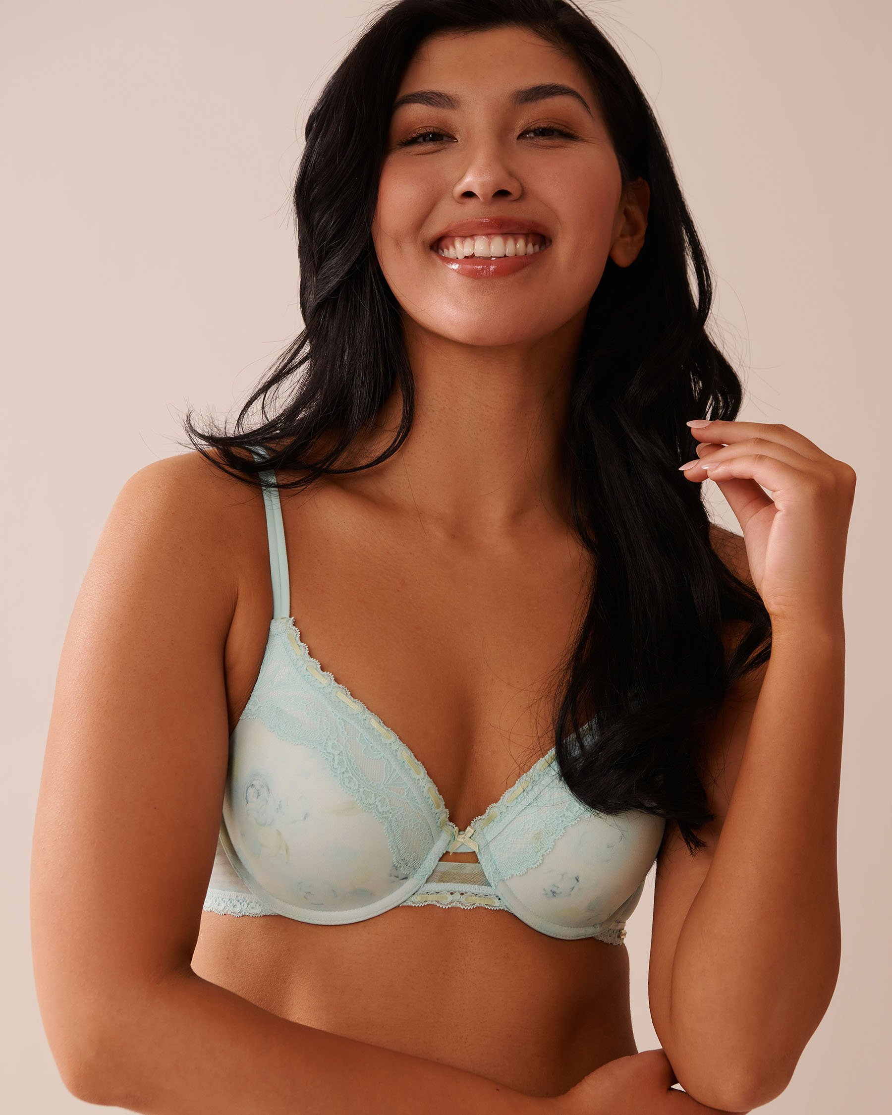 LA VIE EN ROSE Lightly Lined Memory Foam Bra Blue Rose 10200501 - View1