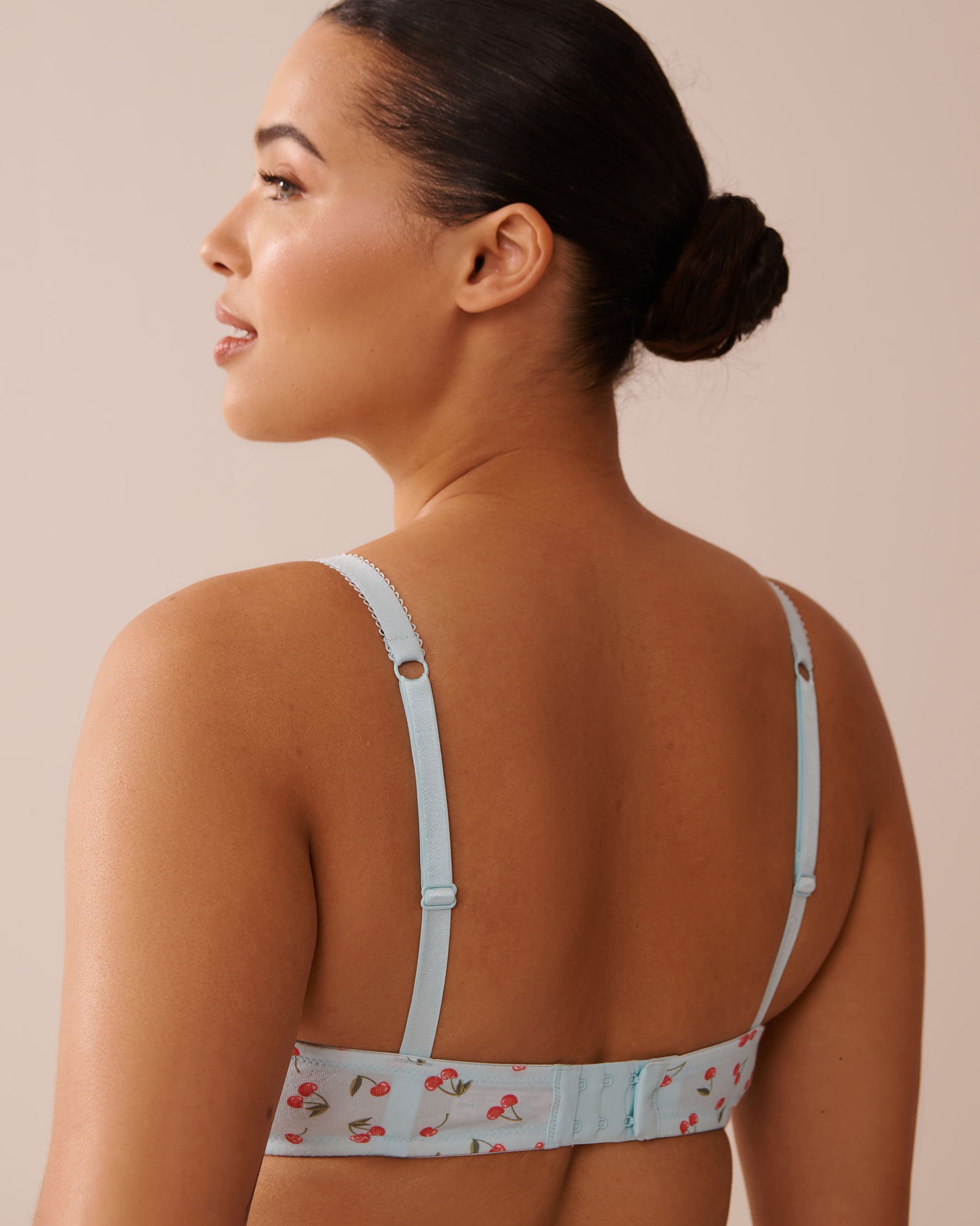 LA VIE EN ROSE Push-up Demi Cotton Bra Pale Blue/Cherry 10300190 - View2