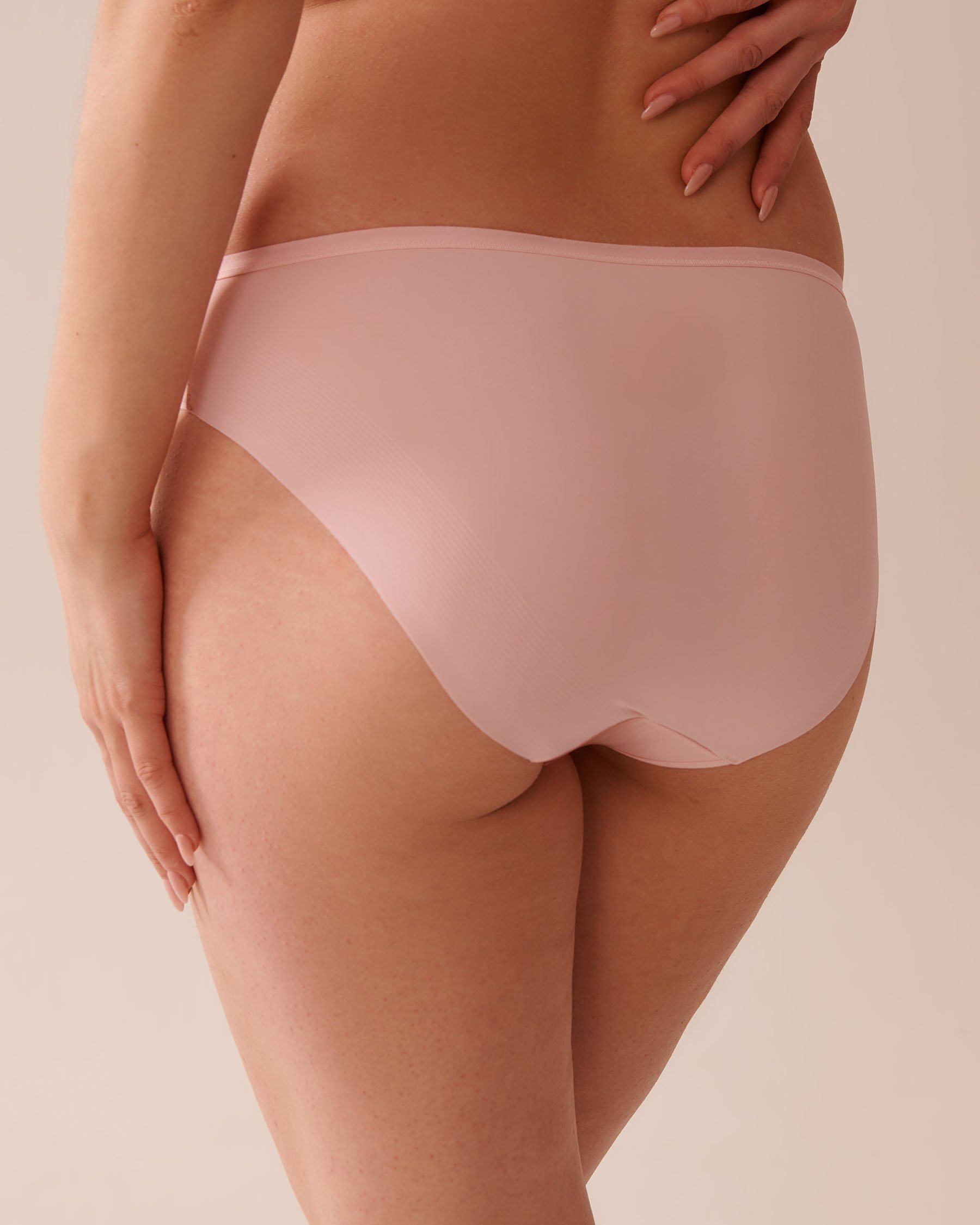 LA VIE EN ROSE Microfiber and Mesh Sleek Back Bikini Panty Pink Flowers 20300396 - View5