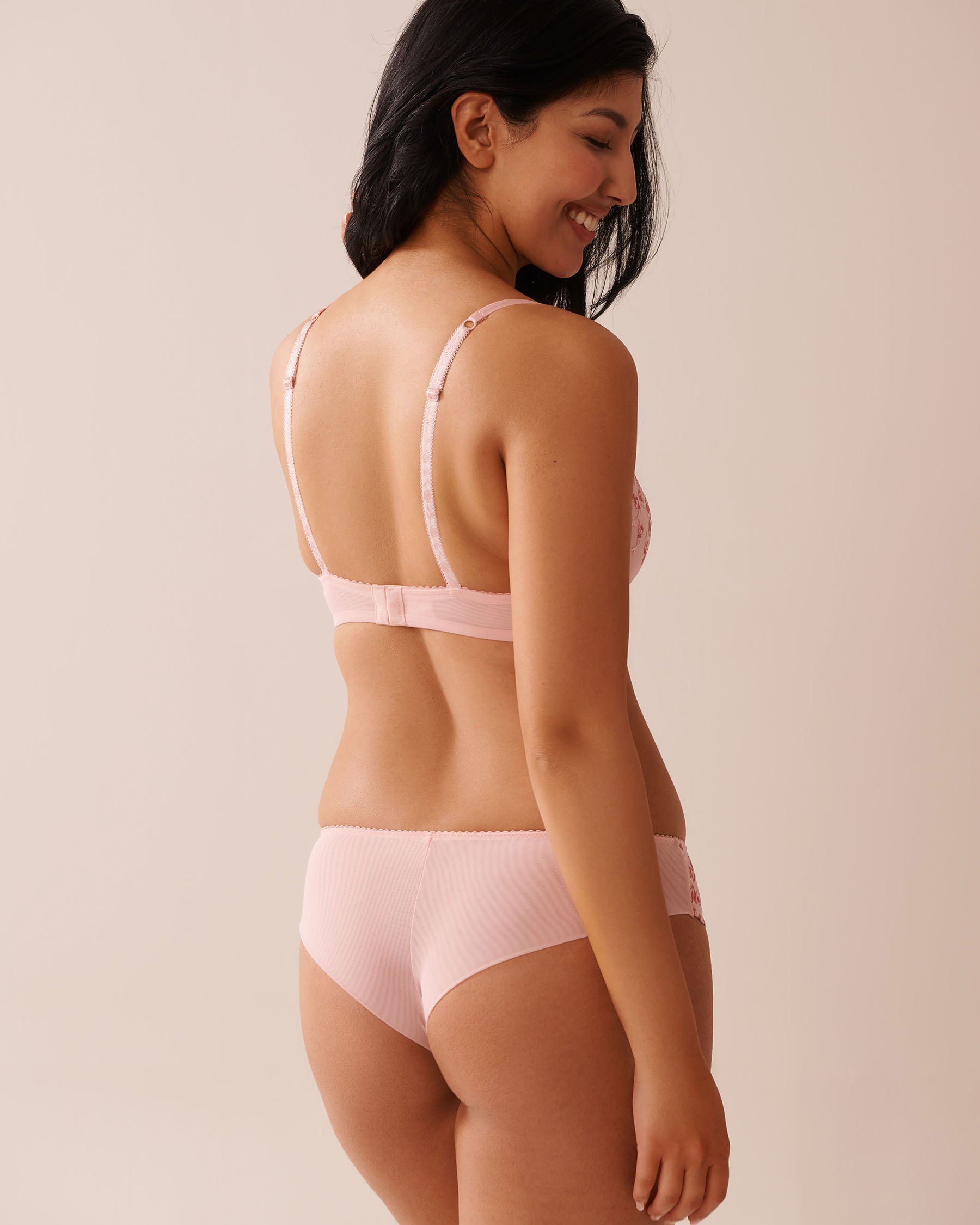 LA VIE EN ROSE Soutien-gorge doublure légère mousse spacer demi-buste Fleurs roses 10200490 - View2