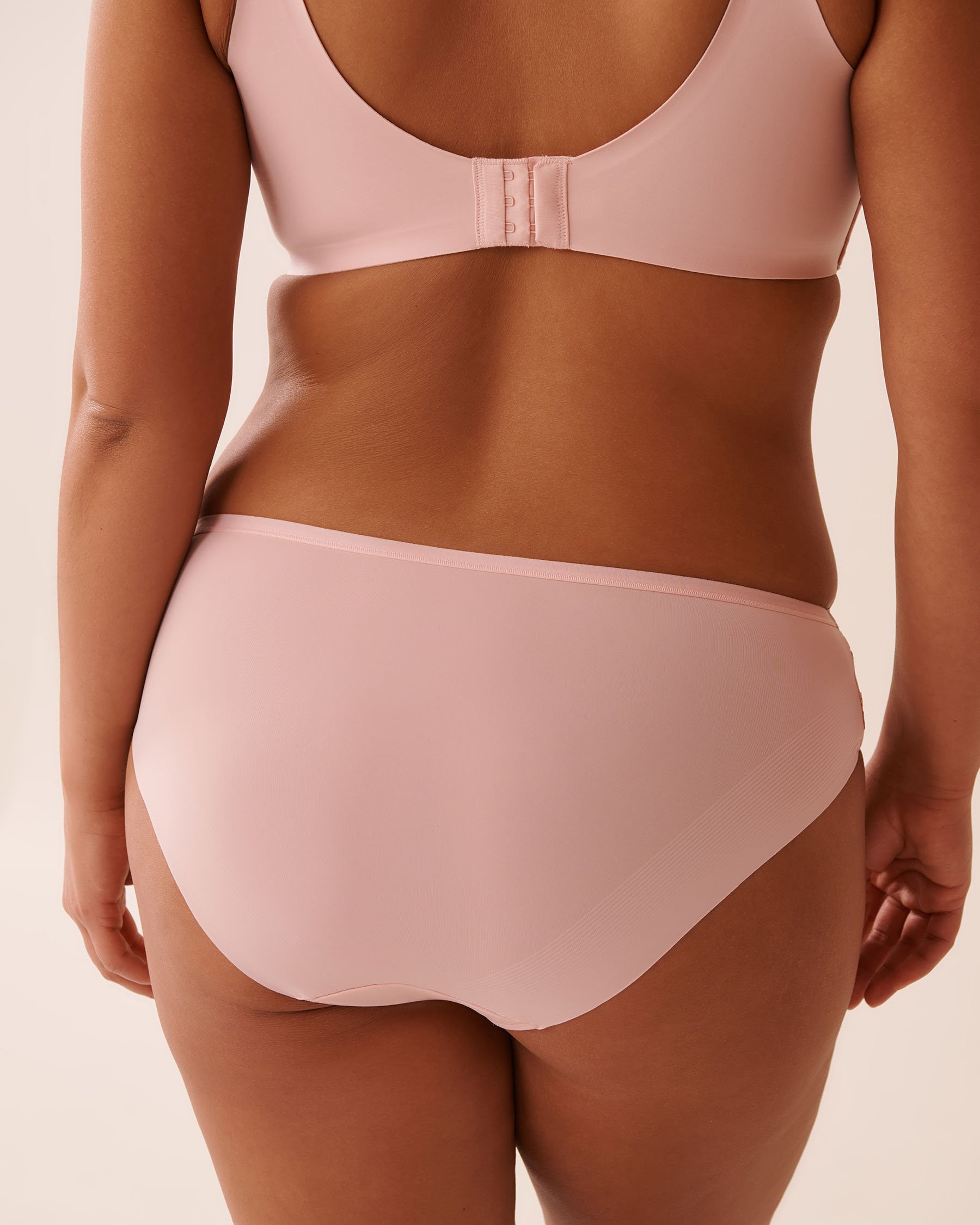 LA VIE EN ROSE Microfiber and Mesh Sleek Back Bikini Panty Pink Flowers 20300396 - View2