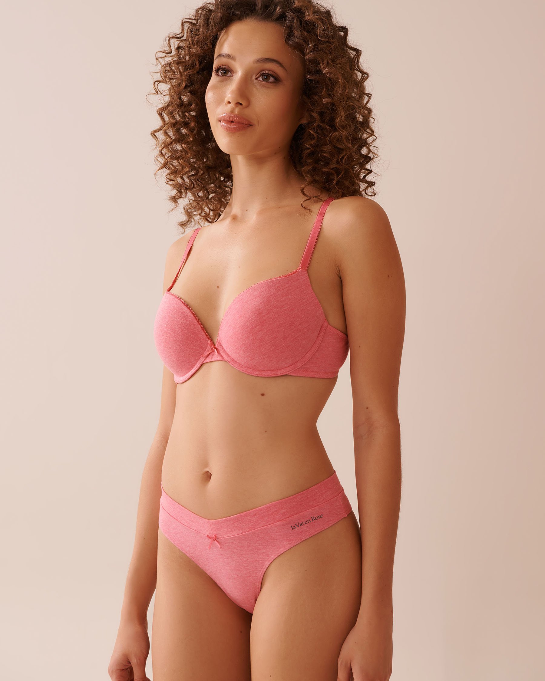 LA VIE EN ROSE Soutien-gorge push-up demi-buste en coton Rose melon d'eau 10300190 - View1