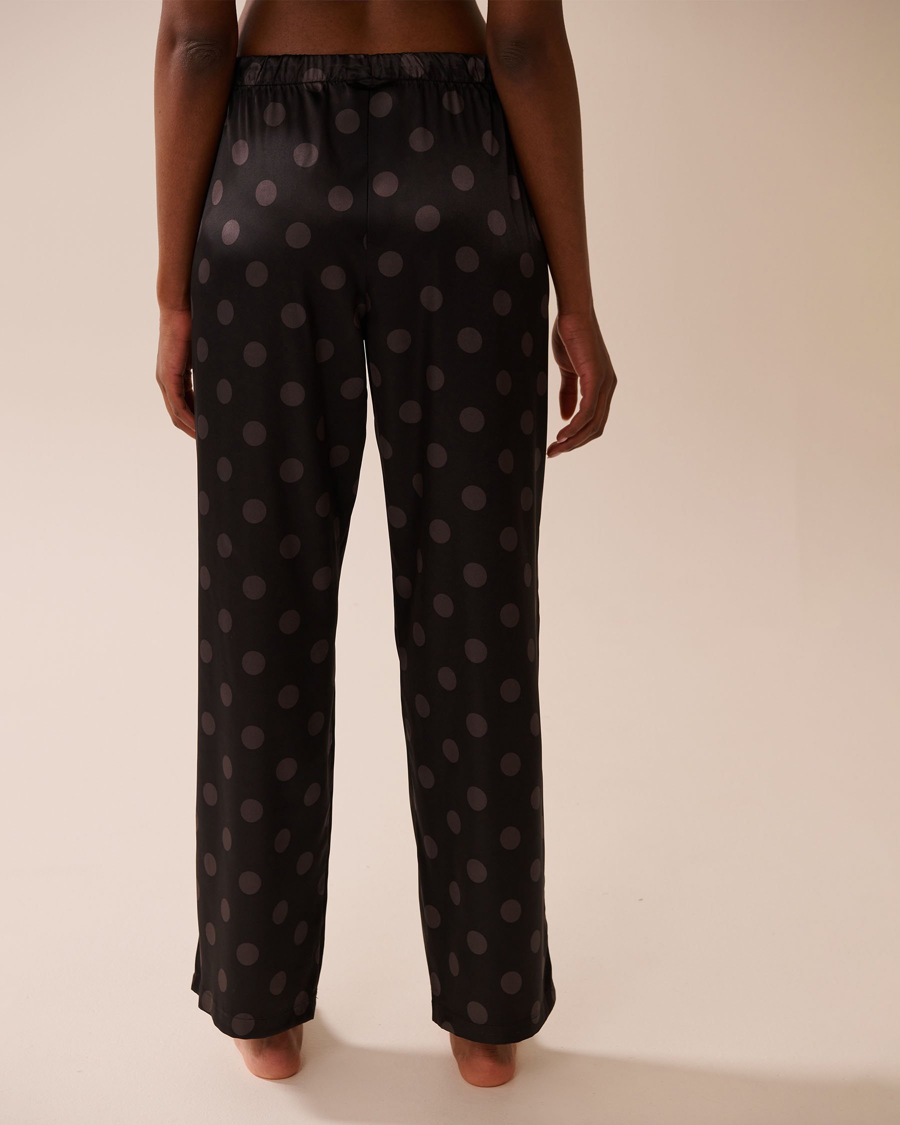 LA VIE EN ROSE Polka Dot Satin Pajama Set Black & White Polka Dot 60400060 - View5