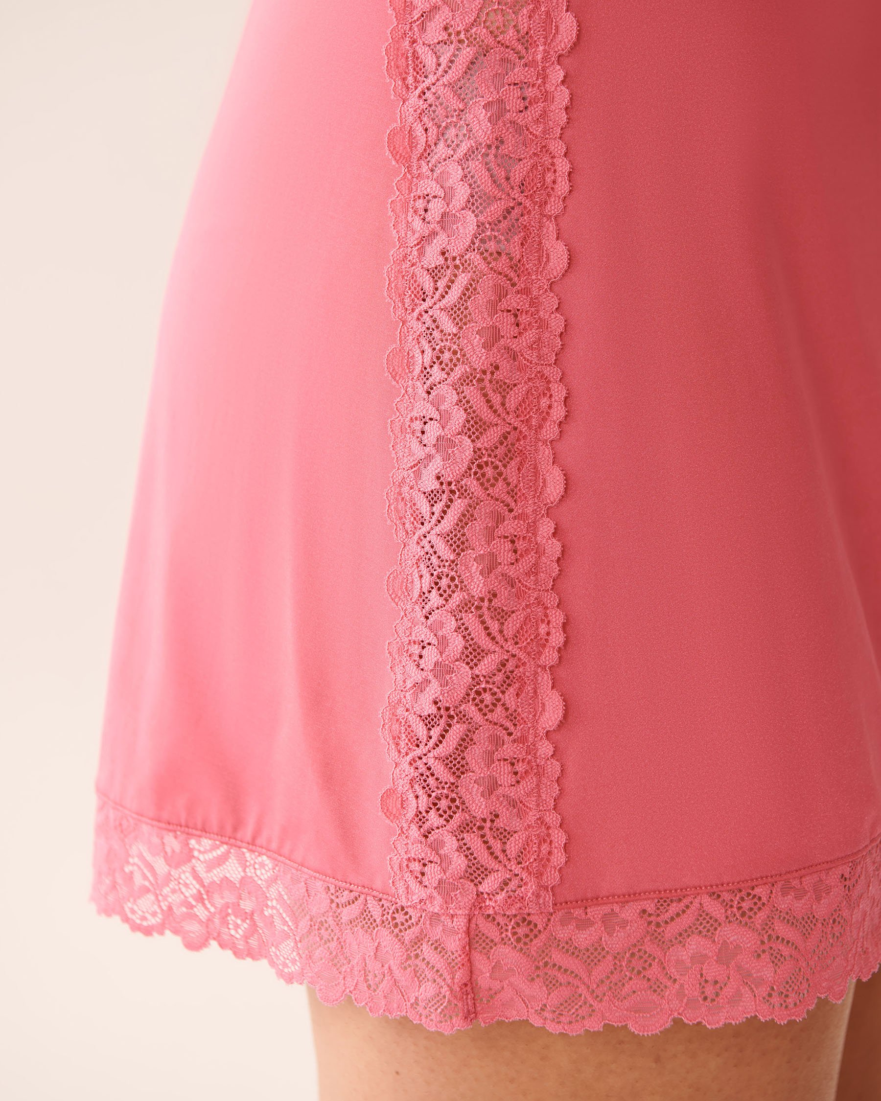 LA VIE EN ROSE Microfiber and Lace Nightie Watermelon Pink 60500192 - View3