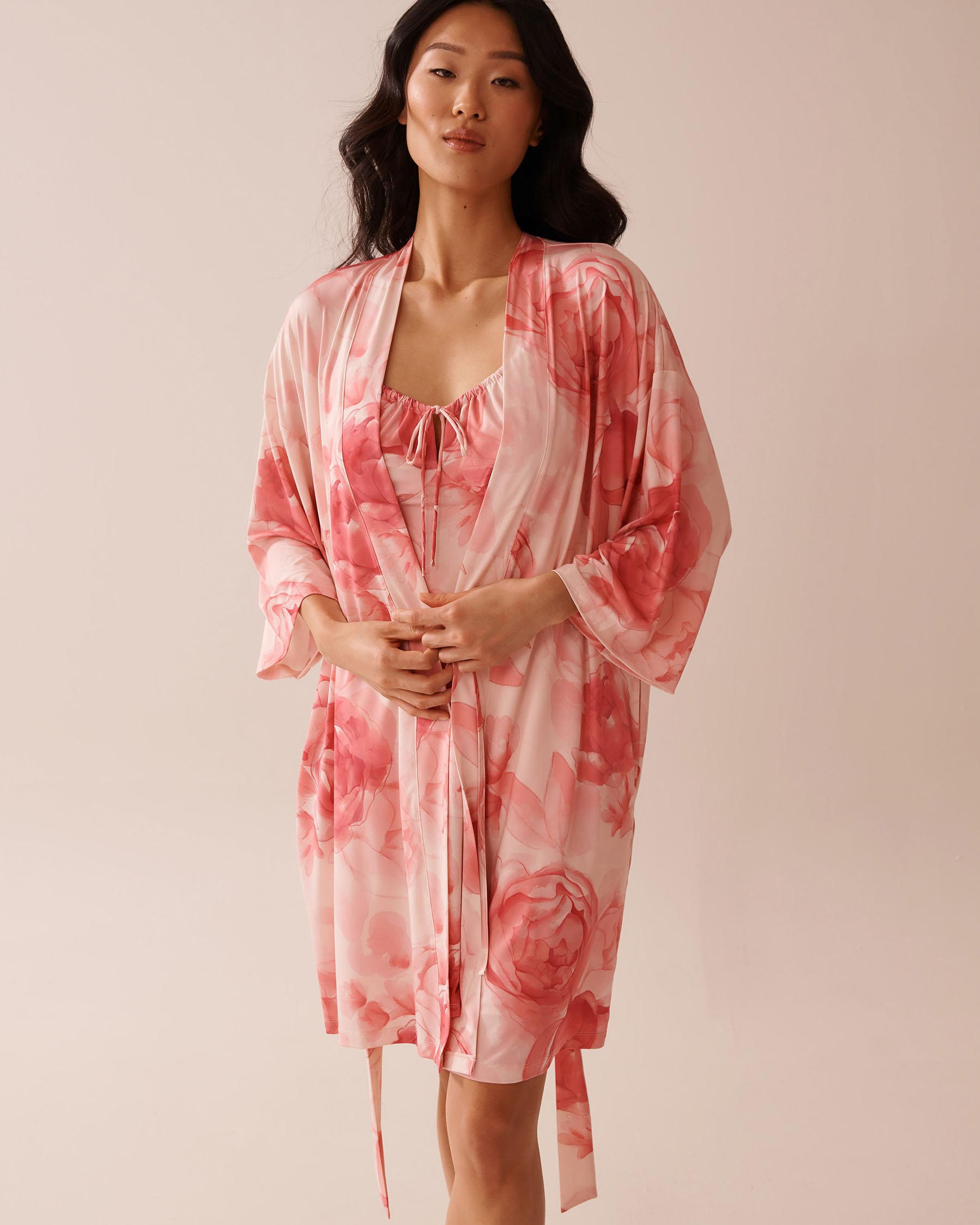 LA VIE EN ROSE Recycled Fibers Floral Kimono Pink Rose 60600096 - View7