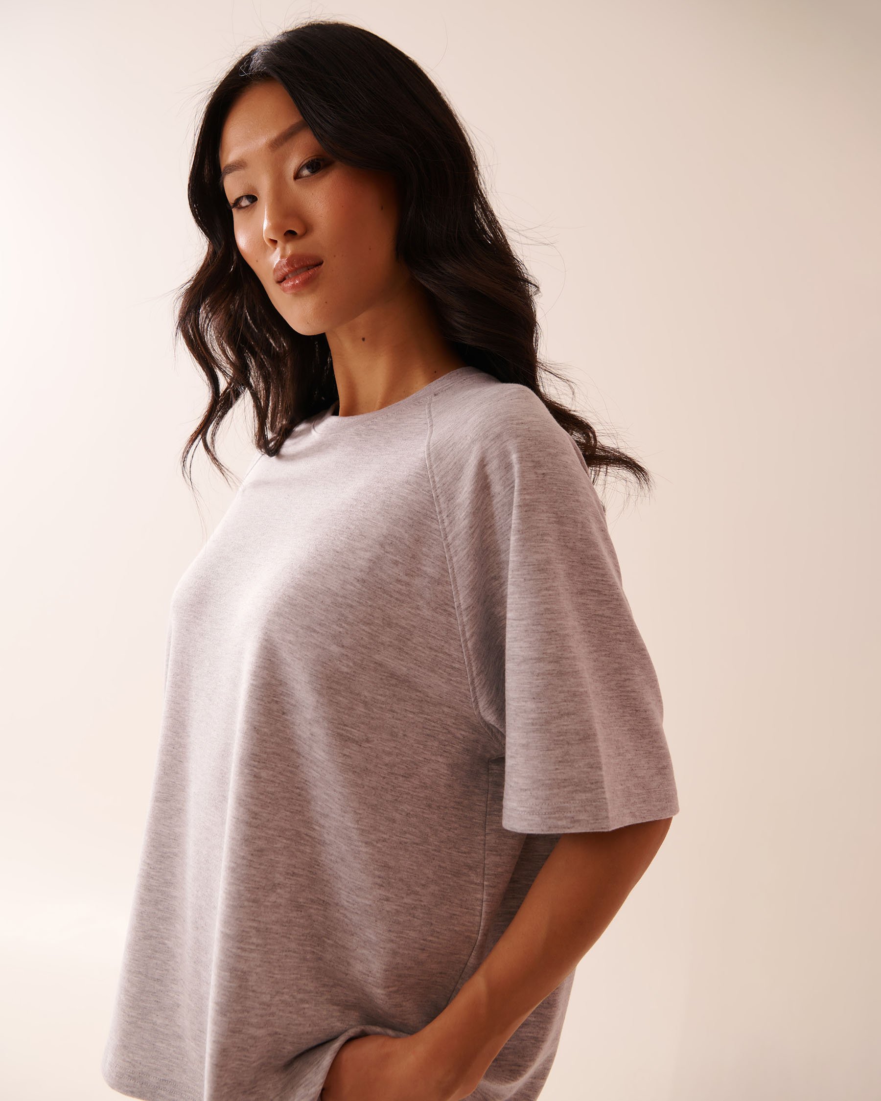 LA VIE EN ROSE French Terry T-shirt Grey 50100106 - View3