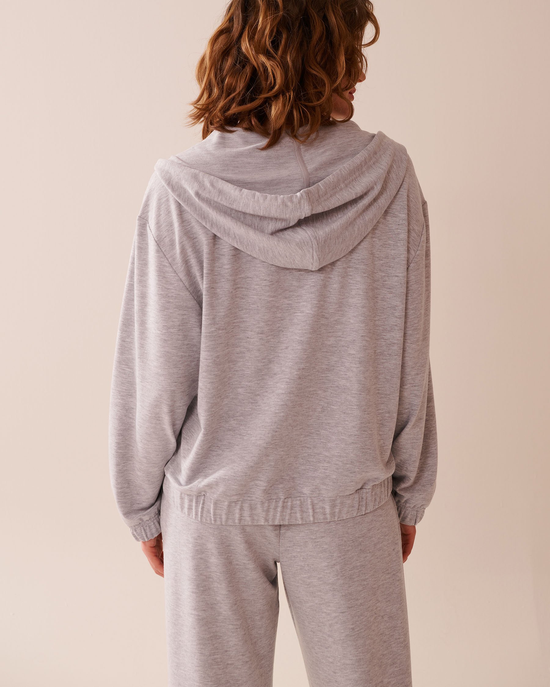 LA VIE EN ROSE French Terry Zip-up Hoodie Grey 50100107 - View2