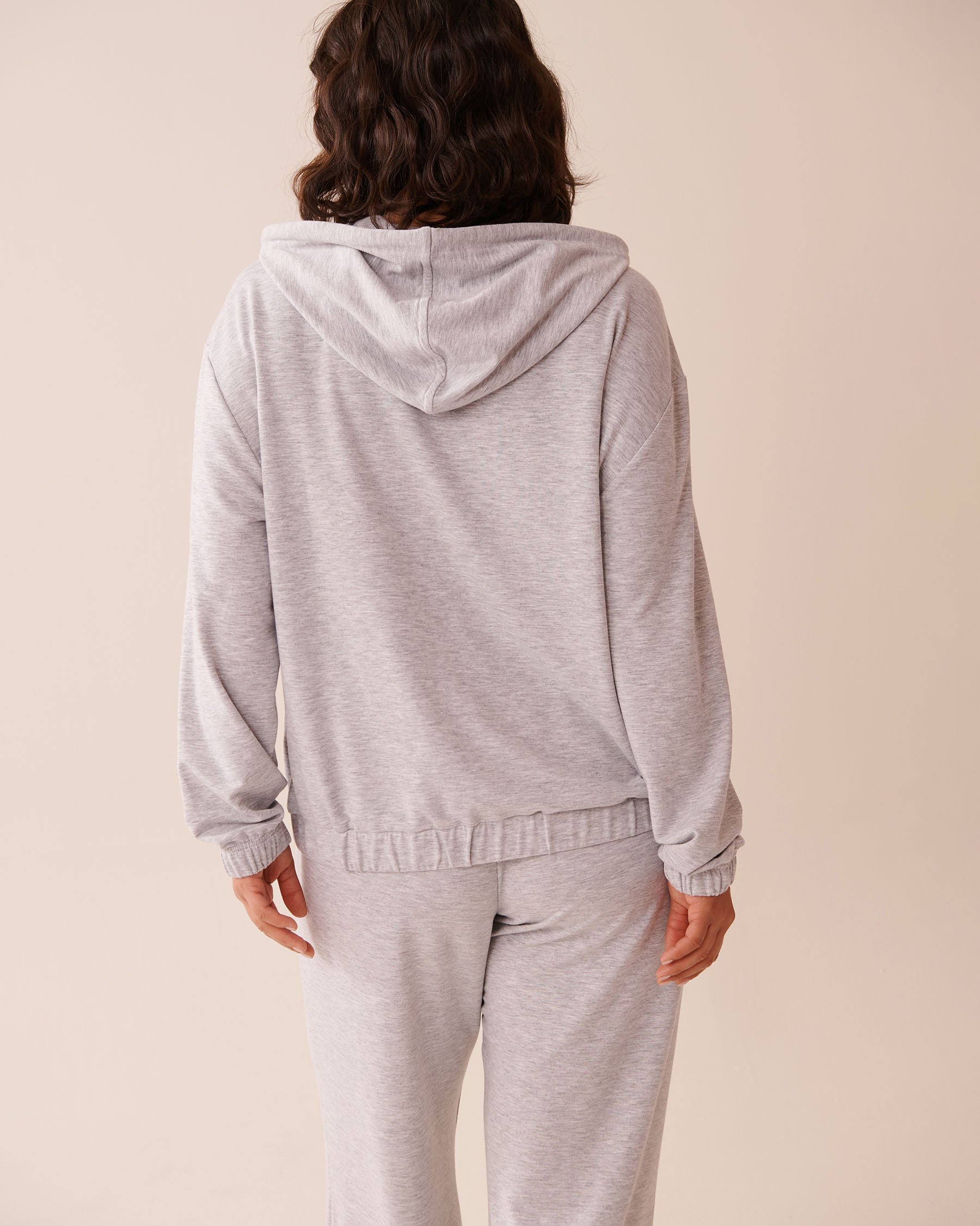 LA VIE EN ROSE French Terry Zip-up Hoodie Grey 50100107 - View7