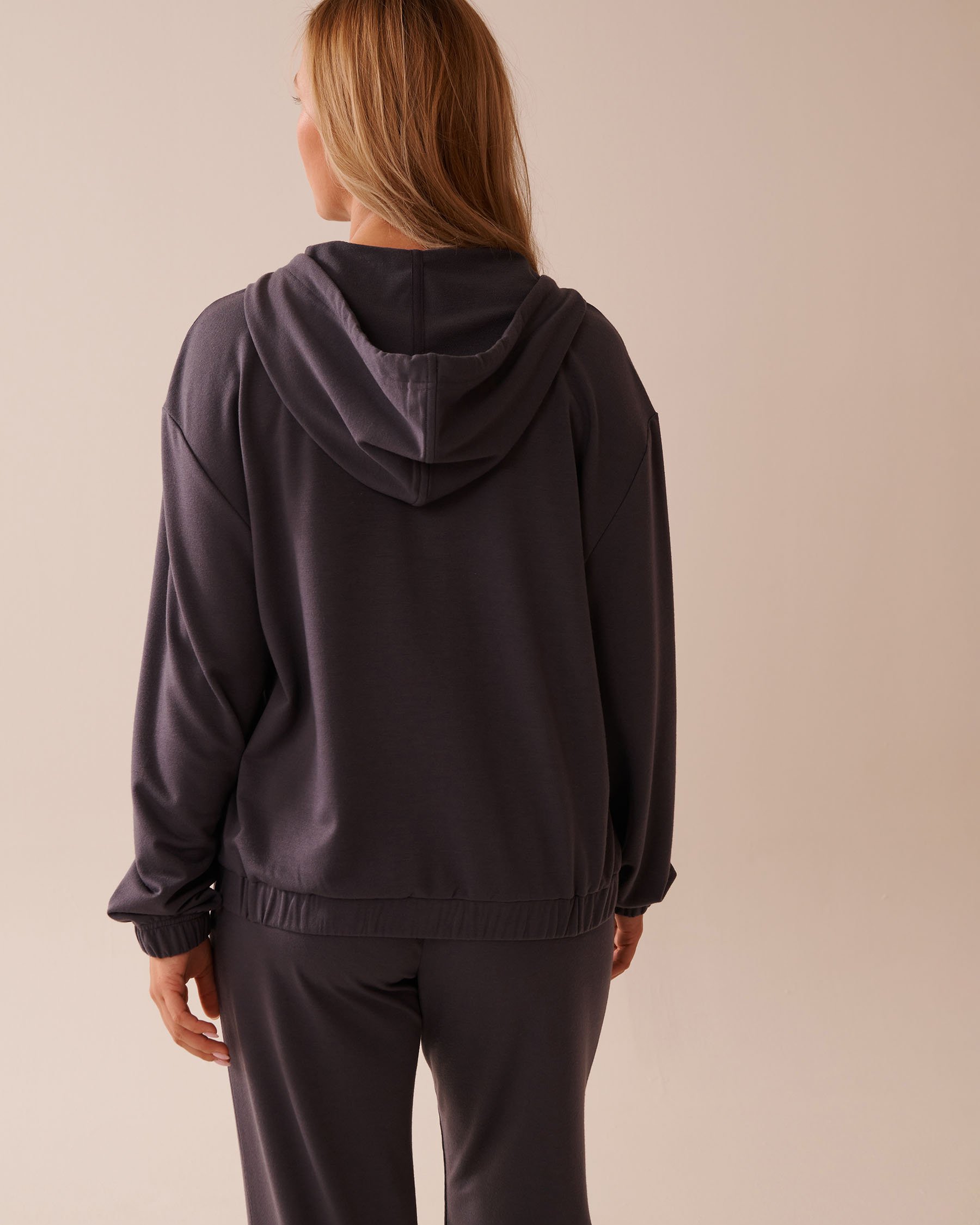 LA VIE EN ROSE French Terry Zip-up Hoodie Anthracite 50100107 - View2