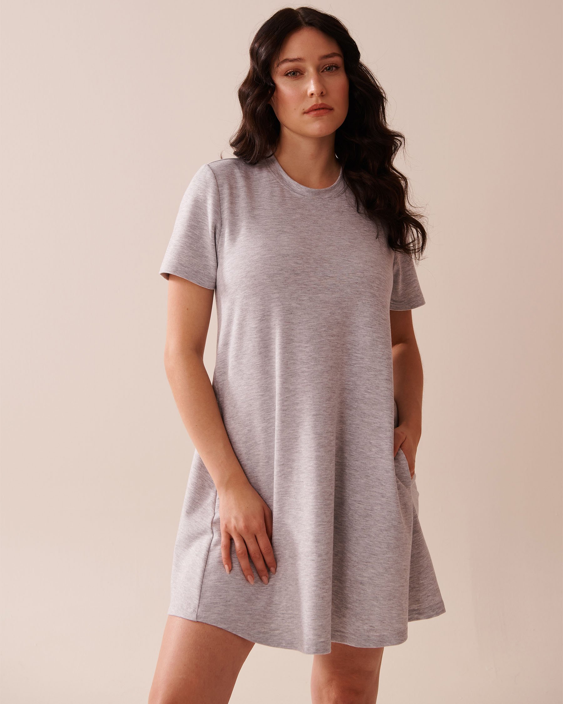 LA VIE EN ROSE French Terry Short Sleeve Dress Grey 50400043 - View1
