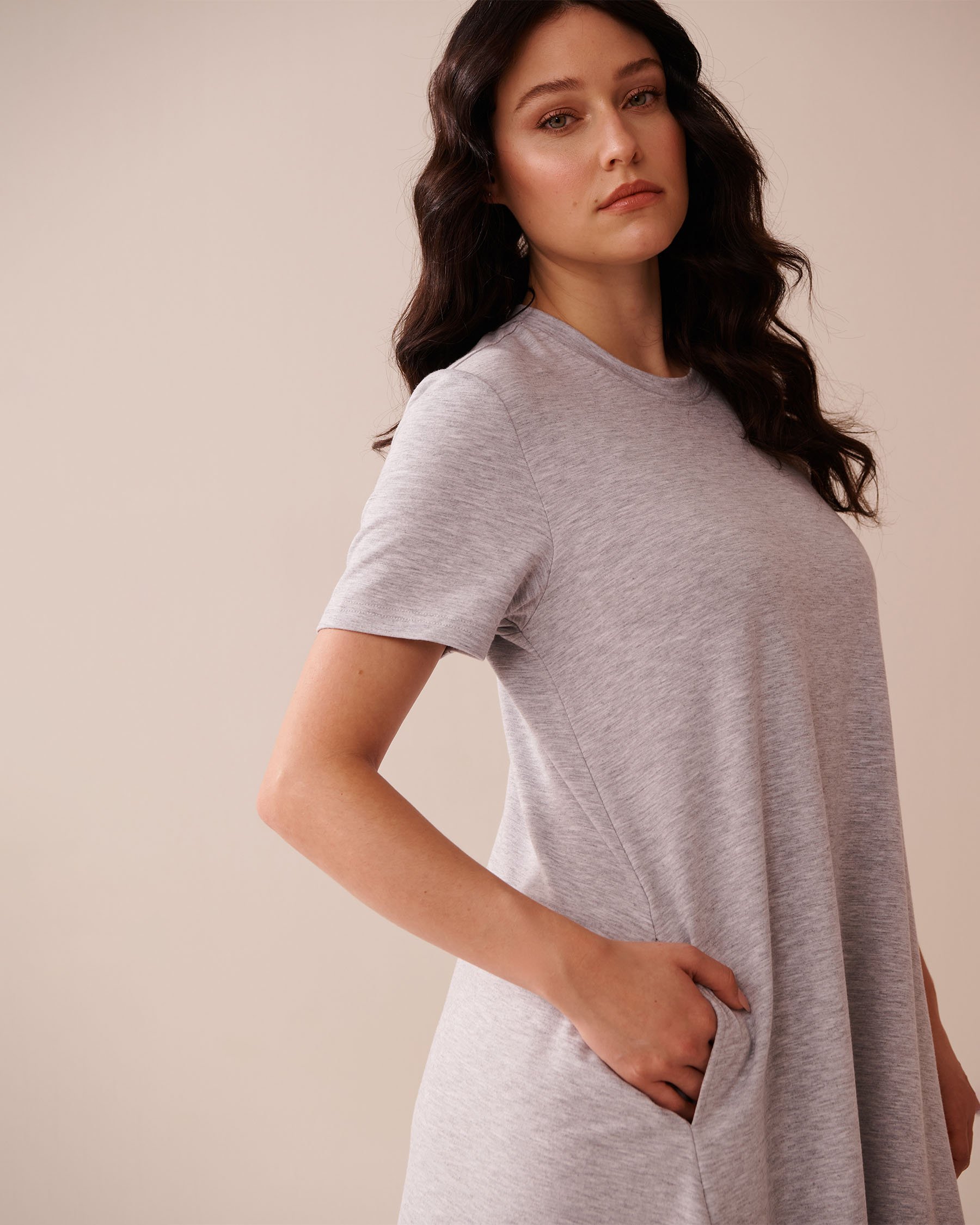 LA VIE EN ROSE French Terry Short Sleeve Dress Grey 50400043 - View3