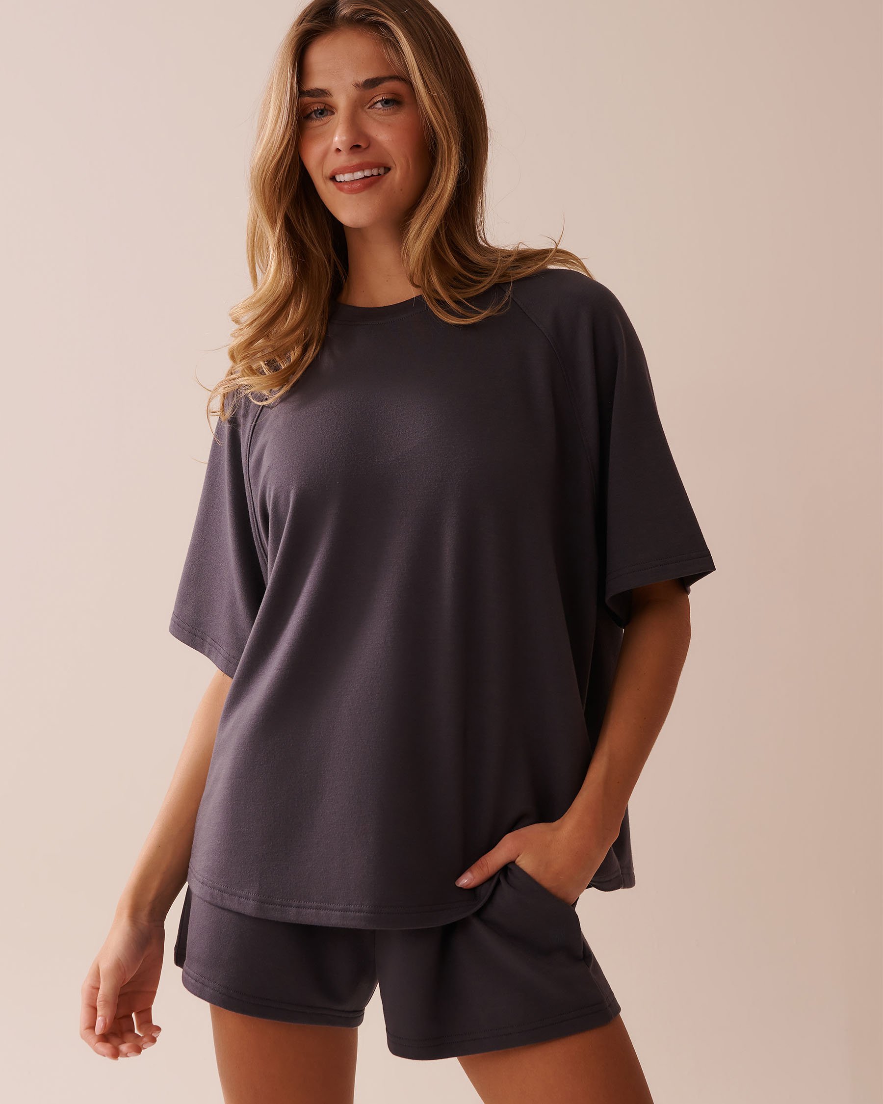 LA VIE EN ROSE T-shirt en french terry Anthracite 50100106 - View1