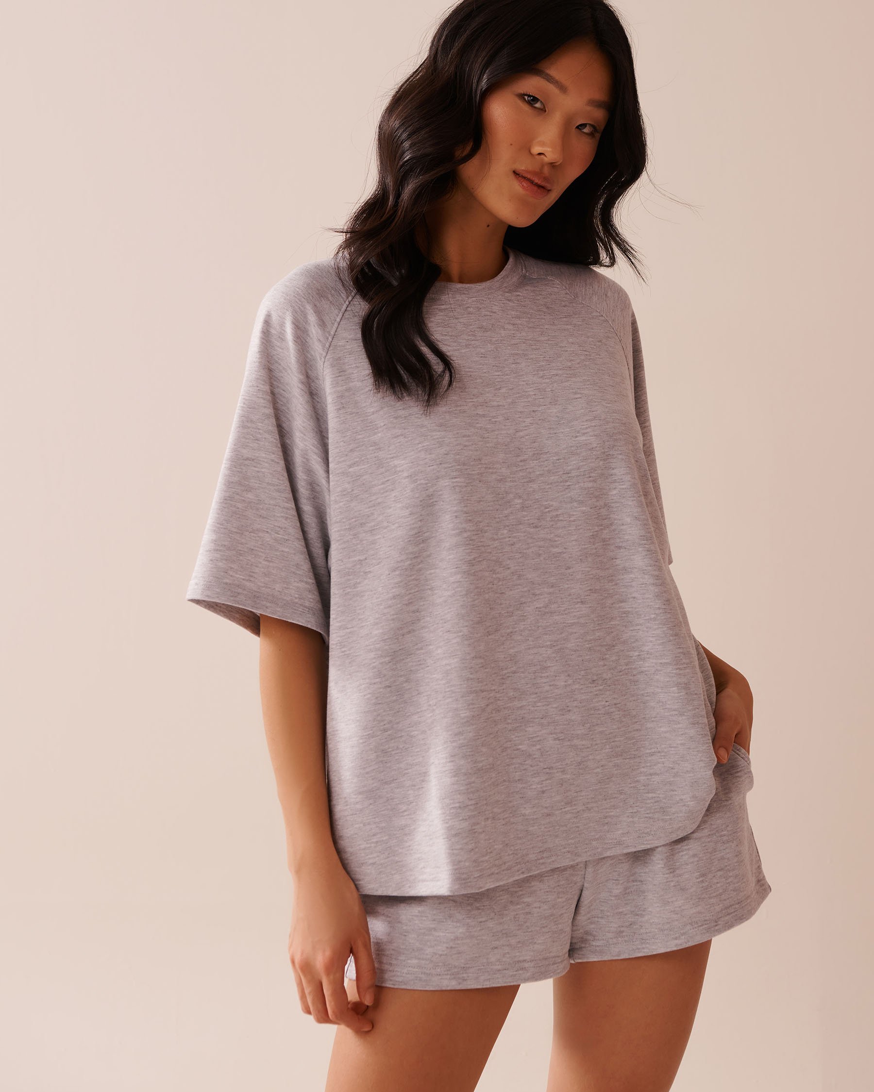 LA VIE EN ROSE T-shirt en french terry Gris 50100106 - View1