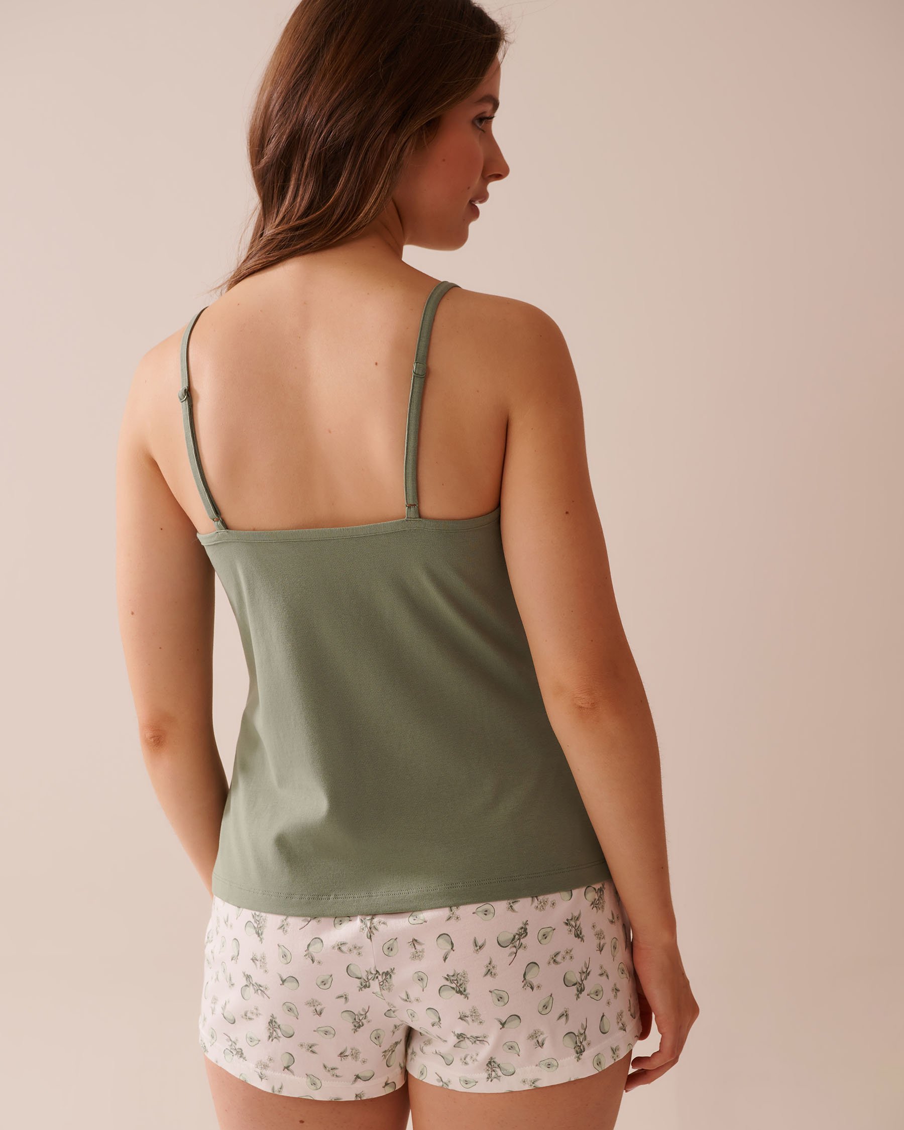 LA VIE EN ROSE Cotton Cami Forest Green 40100729 - View2