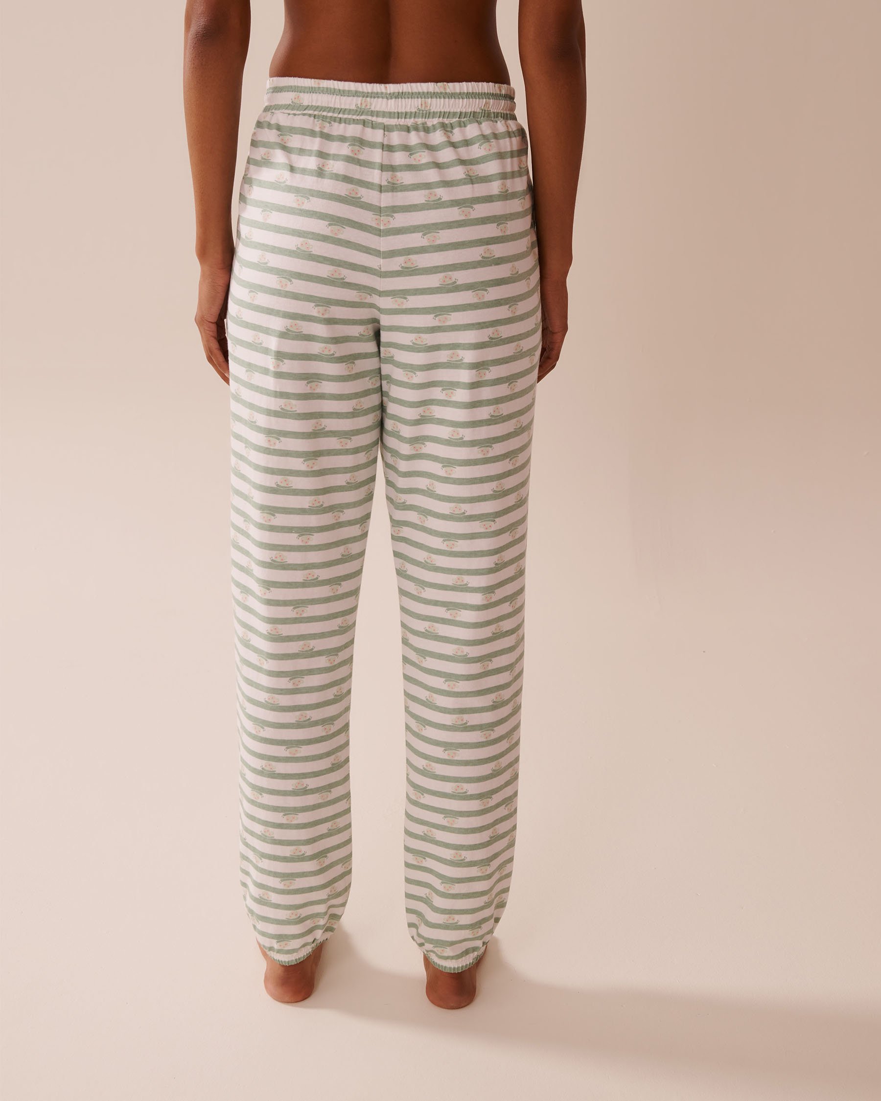 LA VIE EN ROSE Snail Print Cotton Jogger Pajama Pants Frosty Green/Snails 40200715 - View2