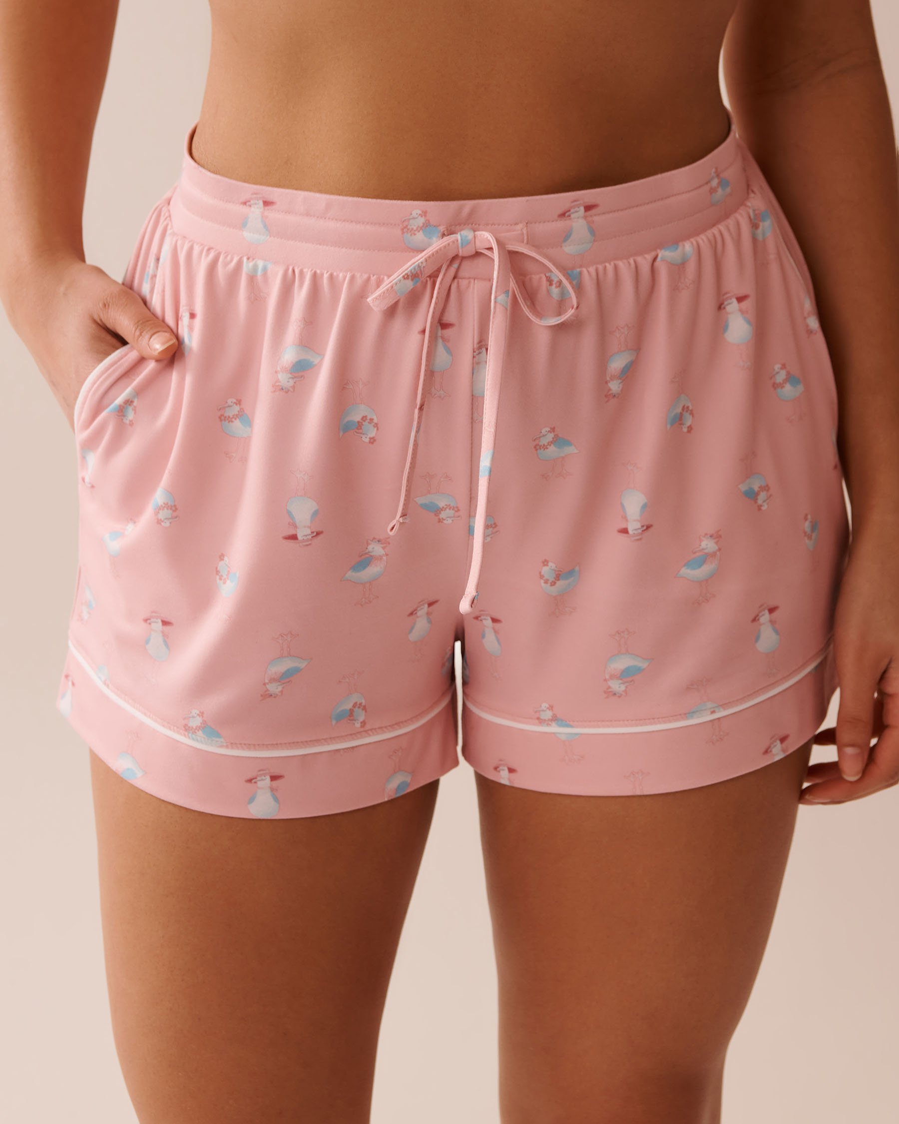 LA VIE EN ROSE Seagull Print Super Soft Pajama Shorts Pink/Seagull 40200727 - View1