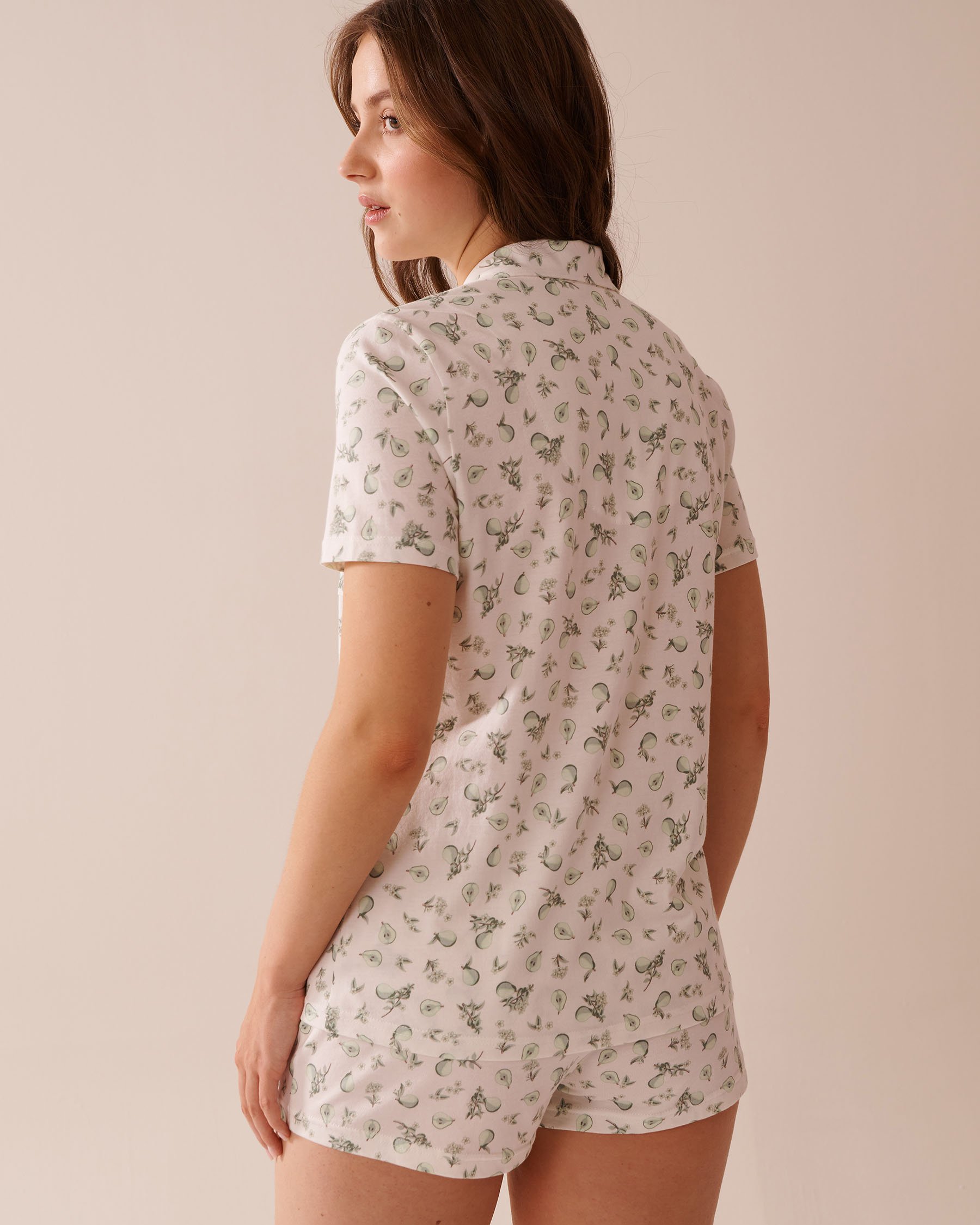 LA VIE EN ROSE Ensemble pyjama imprimé poire avec chemisier Blanc/Poires 40400081 - View2