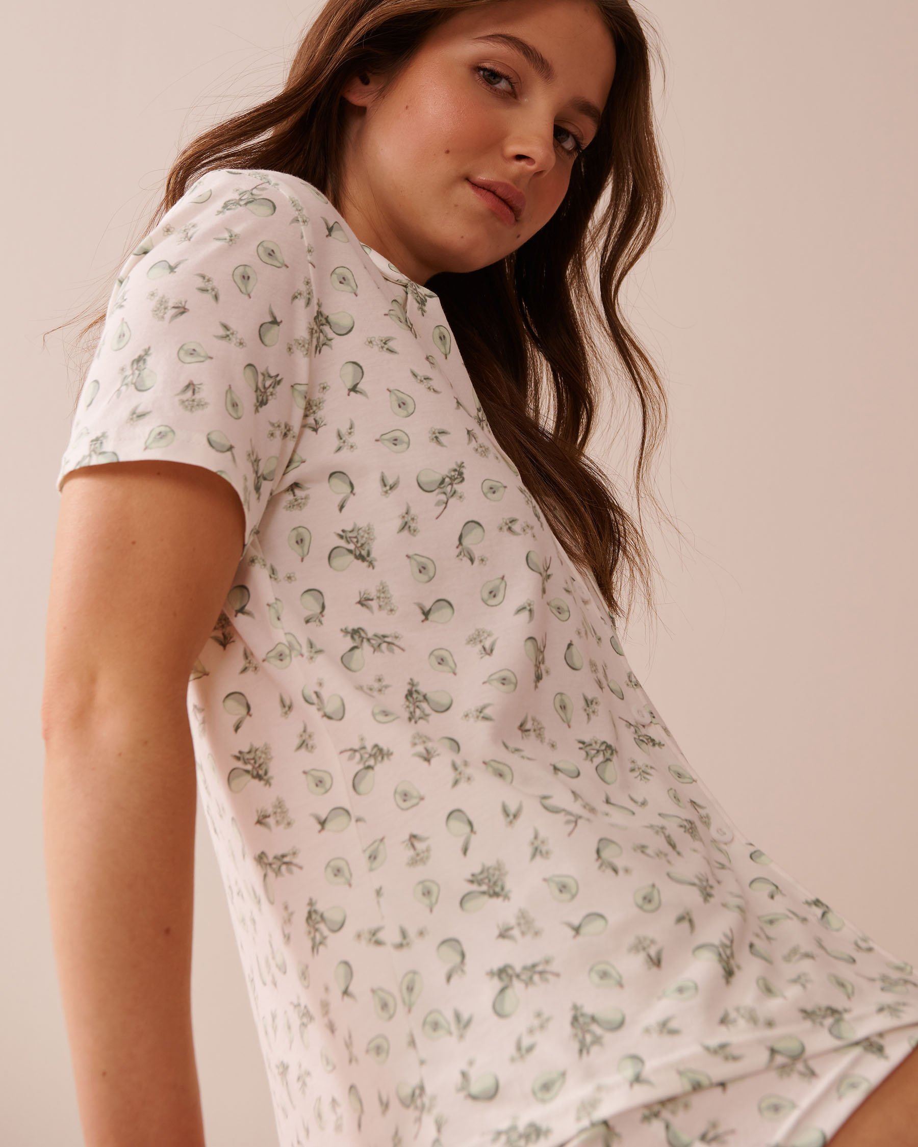 LA VIE EN ROSE Pear Print Shirt PJ Set White/Pears 40400081 - View6