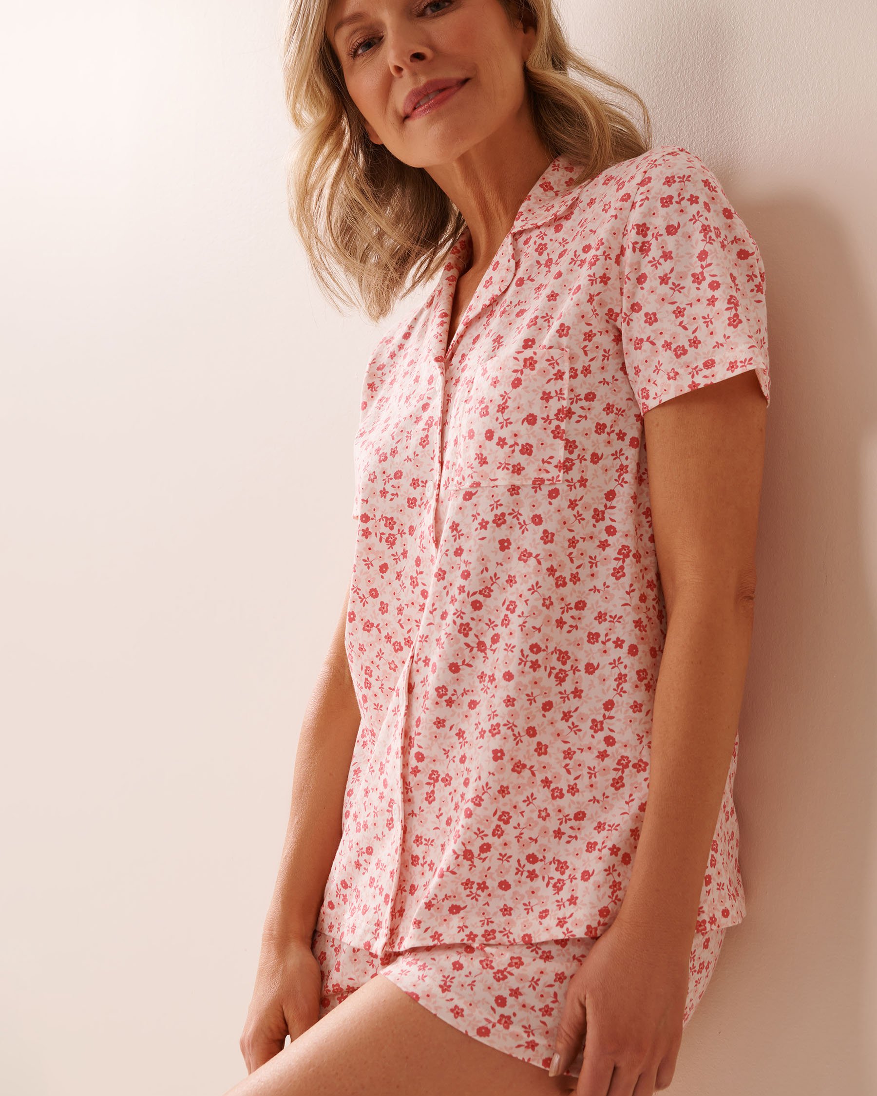LA VIE EN ROSE Floral Print Shirt PJ Set Ditsy Pink Flowers 40400081 - View3