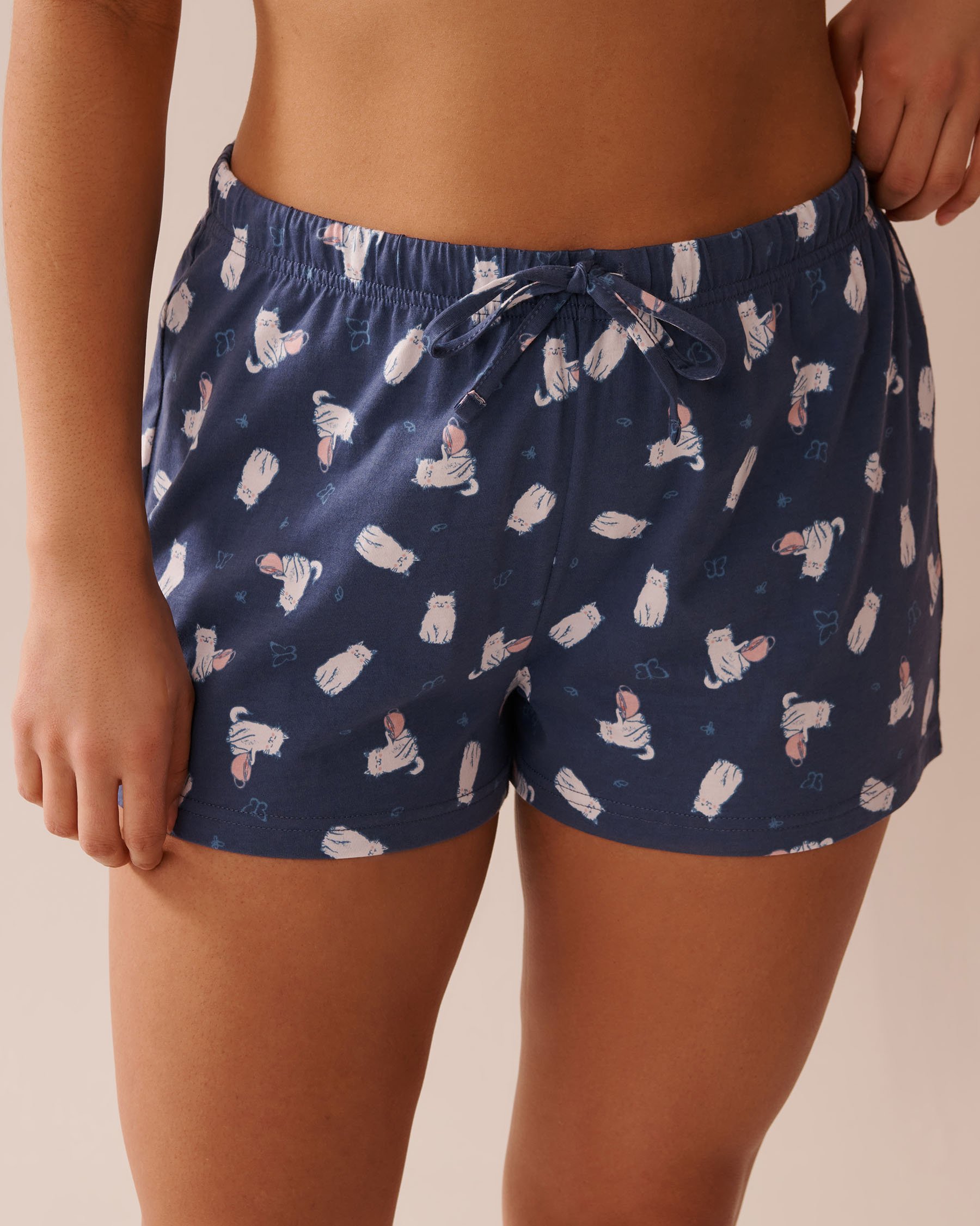 LA VIE EN ROSE Ensemble pyjama imprimé chat avec chemisier Bleu indigo/Chats 40400081 - Voir4