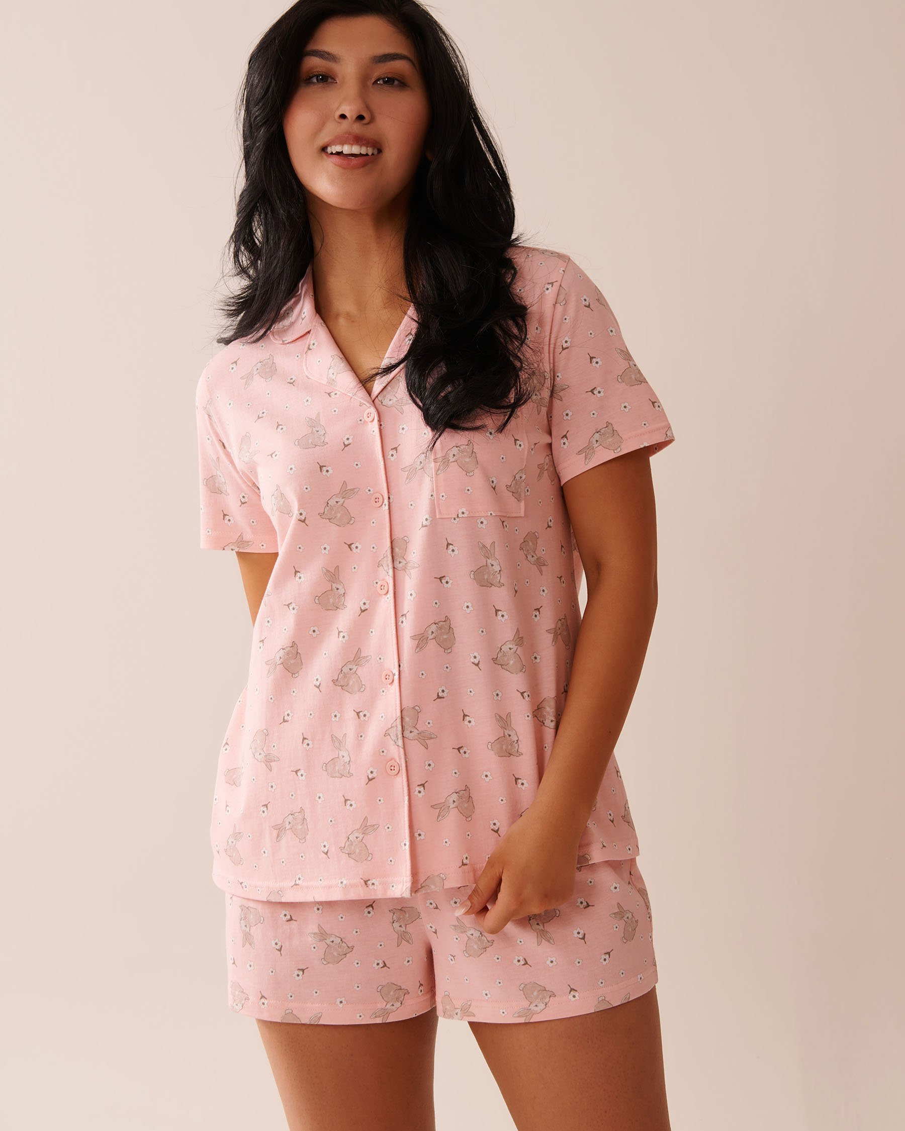LA VIE EN ROSE Rabbit Print Shirt PJ Set Pink/Rabbit 40400081 - View3
