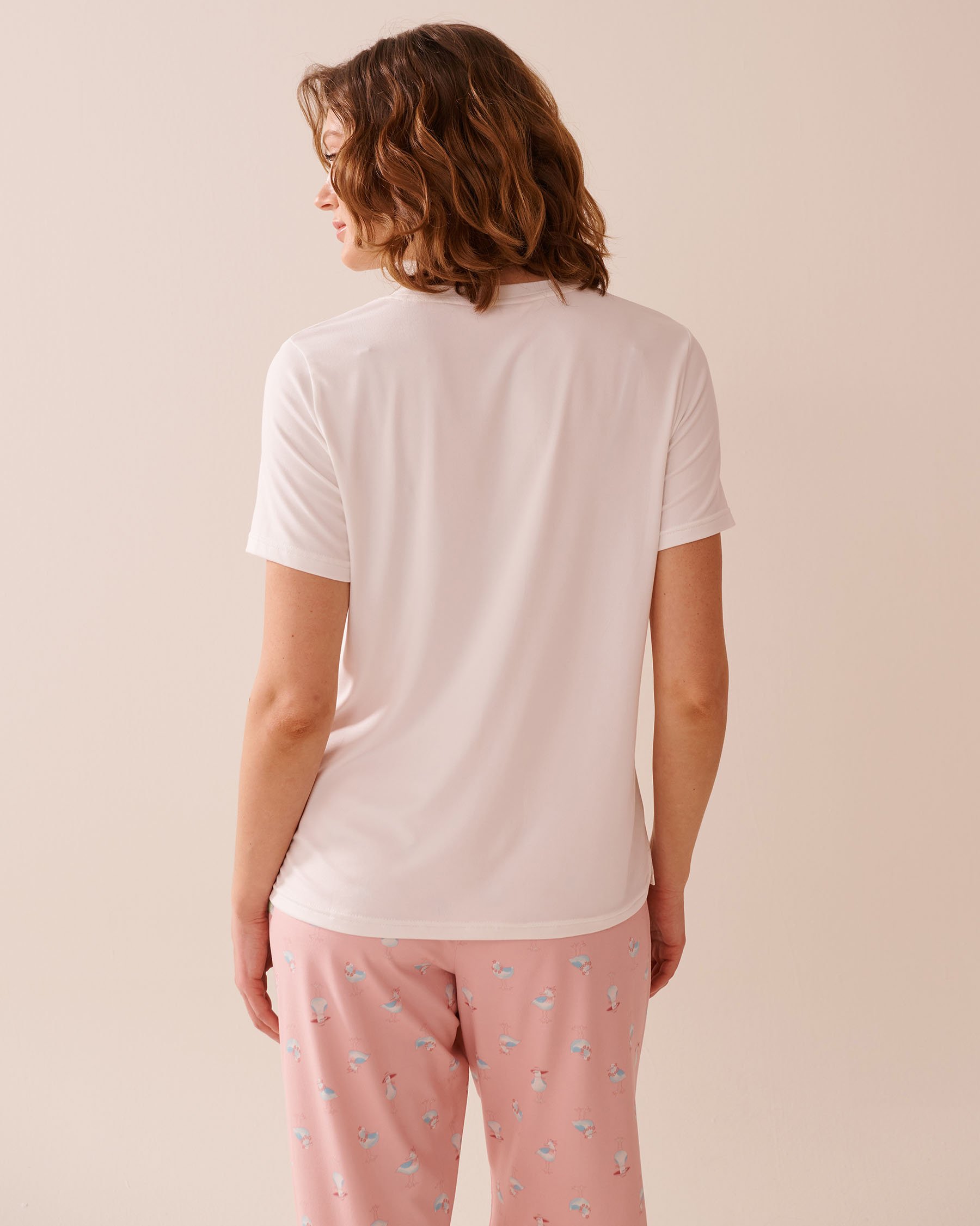 LA VIE EN ROSE T-shirt ultra doux imprimé goéland Blanc 40100742 - Voir5