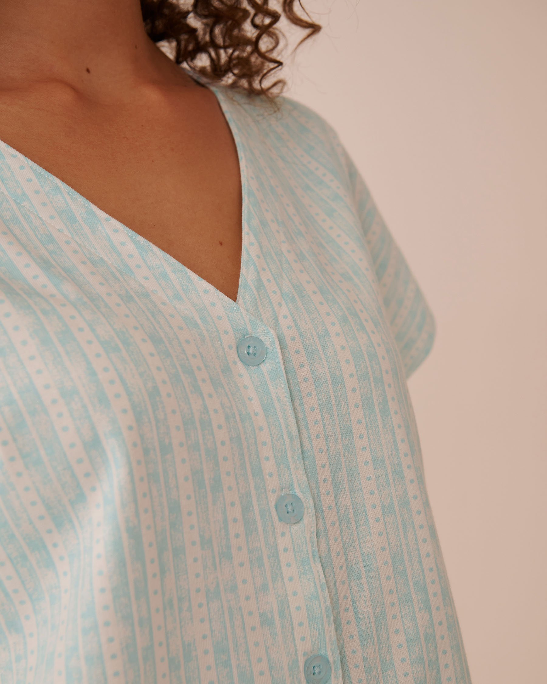 LA VIE EN ROSE T-shirt en coton à rayures Rayures bleu aqua 40100724 - Voir3