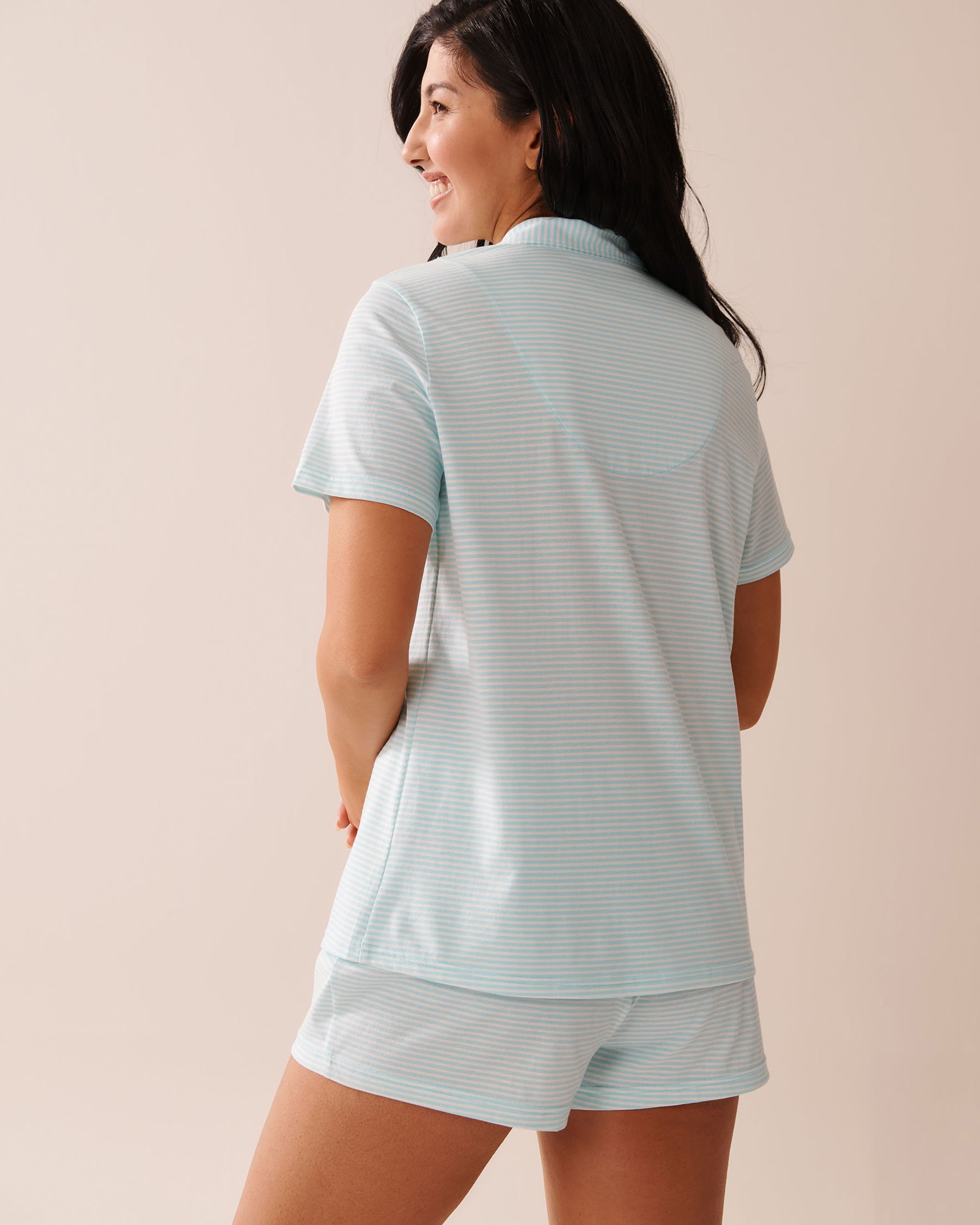 LA VIE EN ROSE Ensemble pyjama à rayures avec chemisier Rayures bleues pâles 40400081 - View2