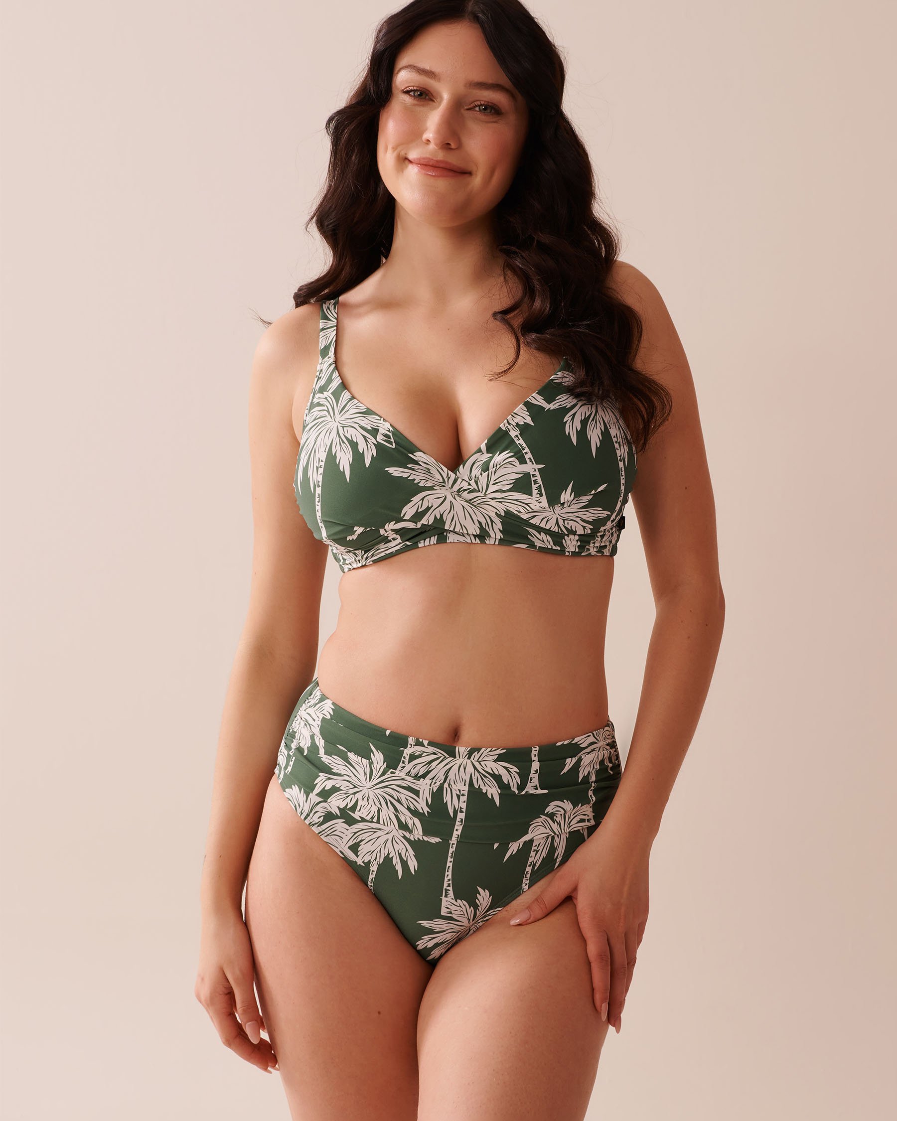 LA VIE EN ROSE AQUA Haut de bikini bralette bonnet D KHAKI PALM Palmiers kaki 70200175 - View1