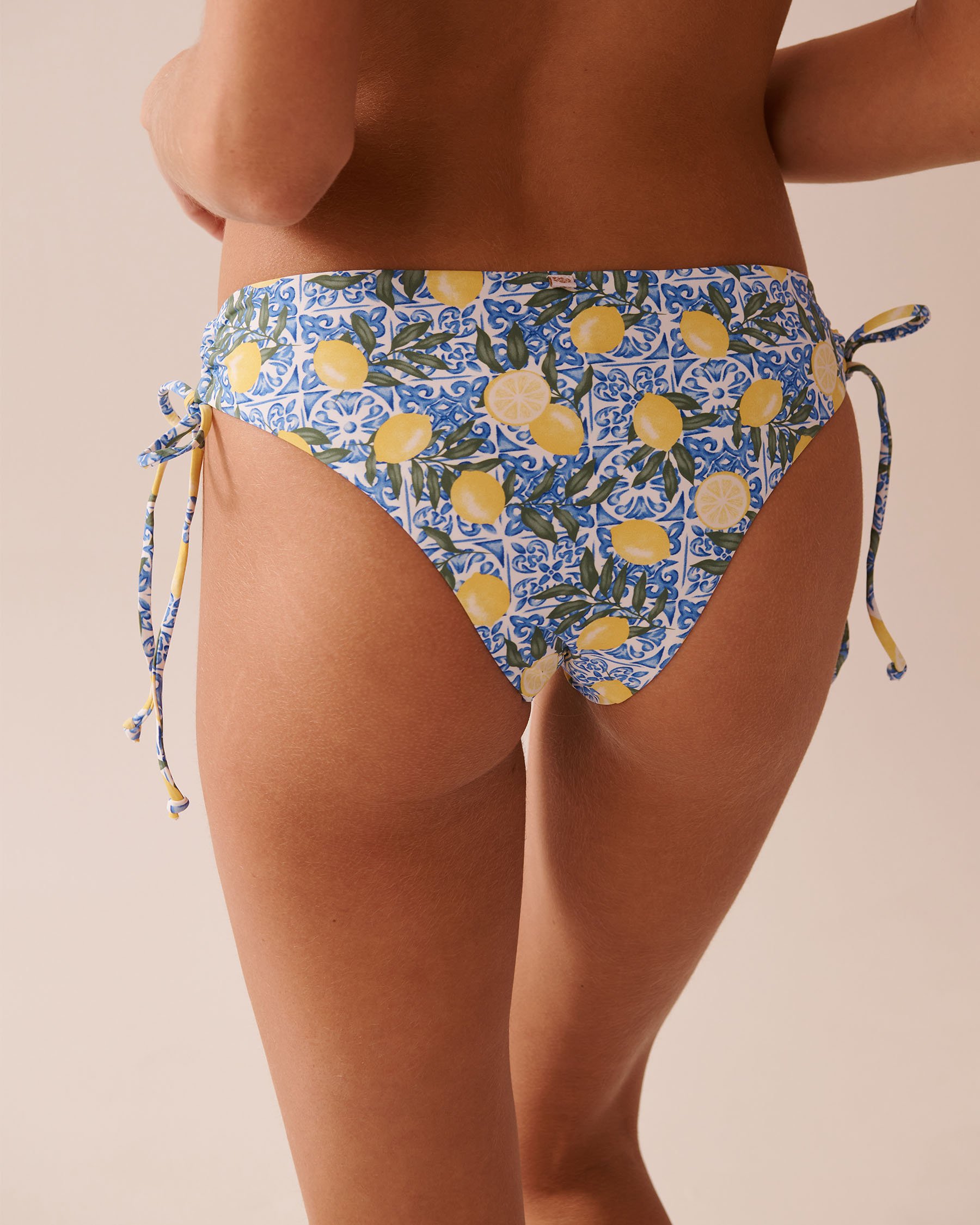 LA VIE EN ROSE AQUA LEMON TILE Side Tie Cheeky Bikini Bottom Lemon Tile 70300705 - View2
