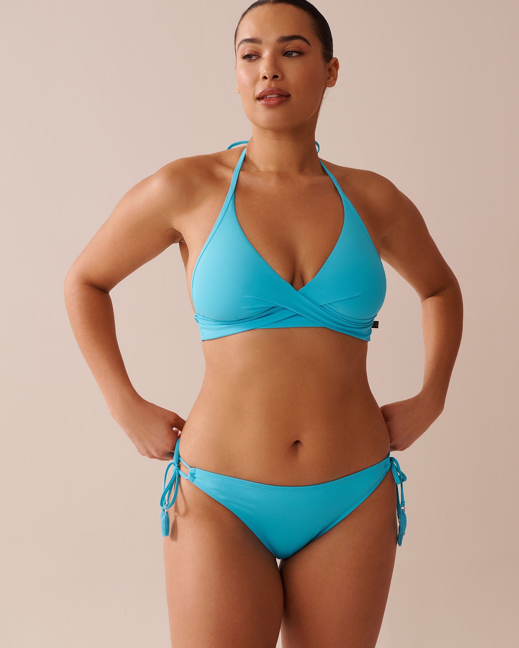 LA VIE EN ROSE AQUA BLUE ATOLL Recycled Fibers Side Tie Bikini Bottom Blue Atoll 70300719 - View10