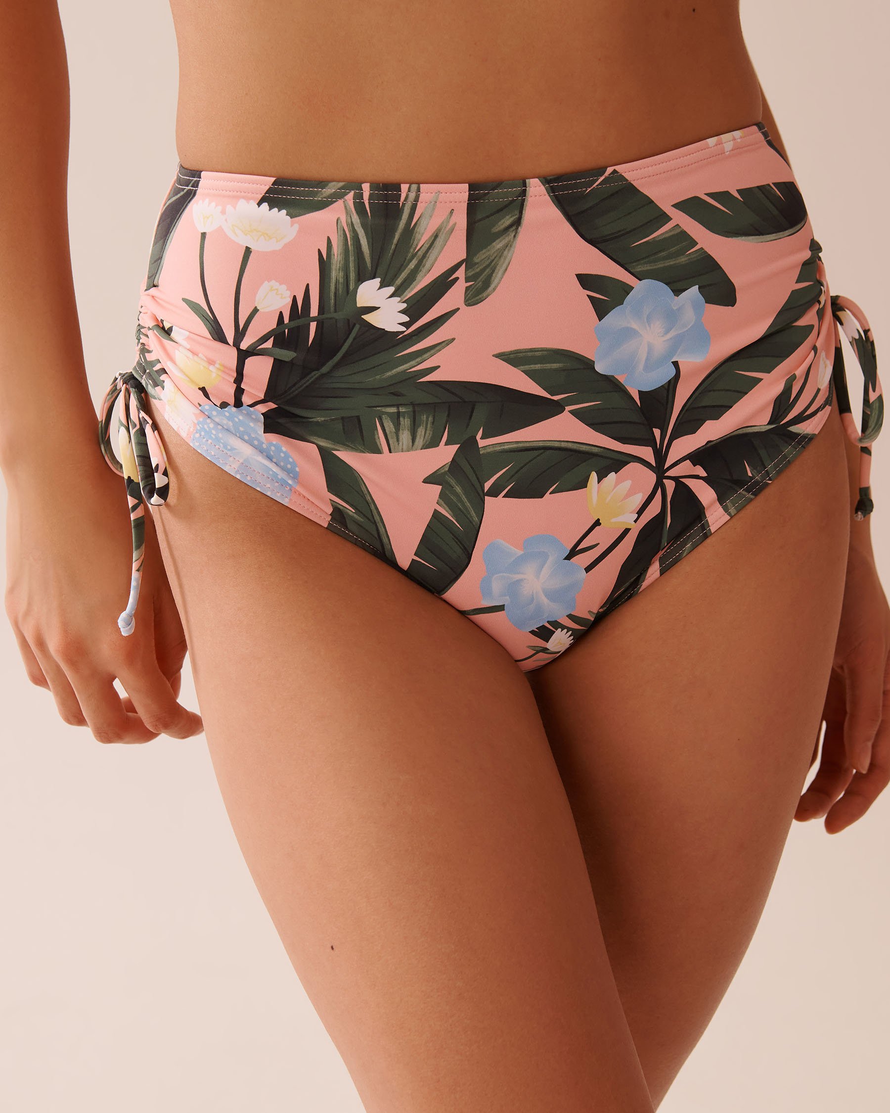 LA VIE EN ROSE AQUA Bas de bikini taille haute noué PEACHY TROPICS Tropical/Pêche 70300725 - View1