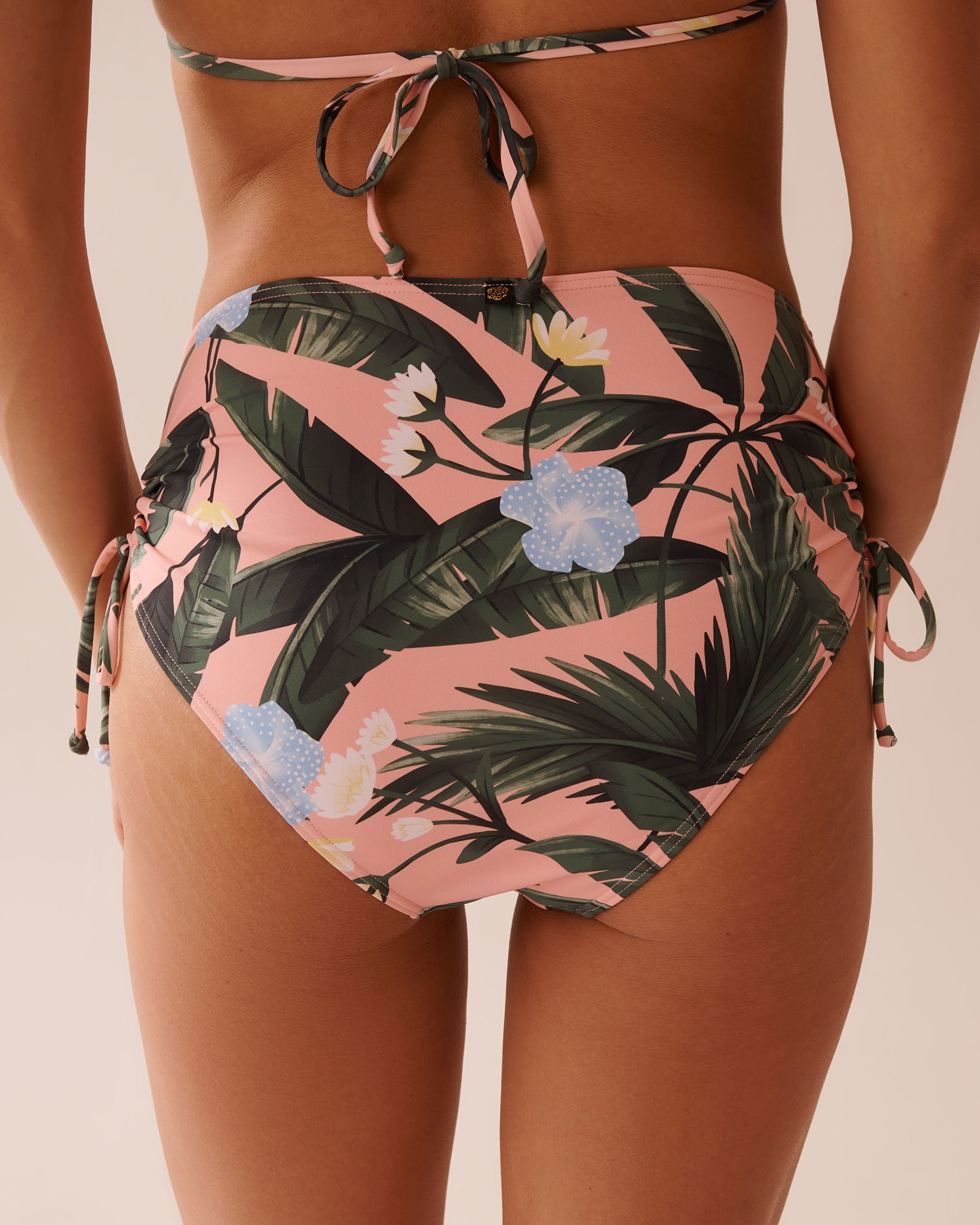 LA VIE EN ROSE AQUA Bas de bikini taille haute noué PEACHY TROPICS Tropical/Pêche 70300725 - Voir4