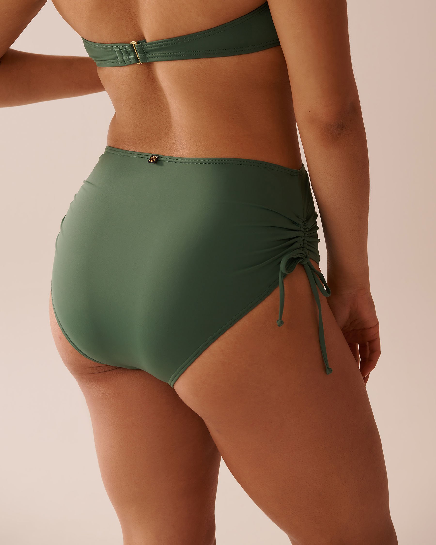 LA VIE EN ROSE AQUA KHAKI Recycled Fibers Side Tie High Waist Bikini Bottom Khaki 70300734 - View9