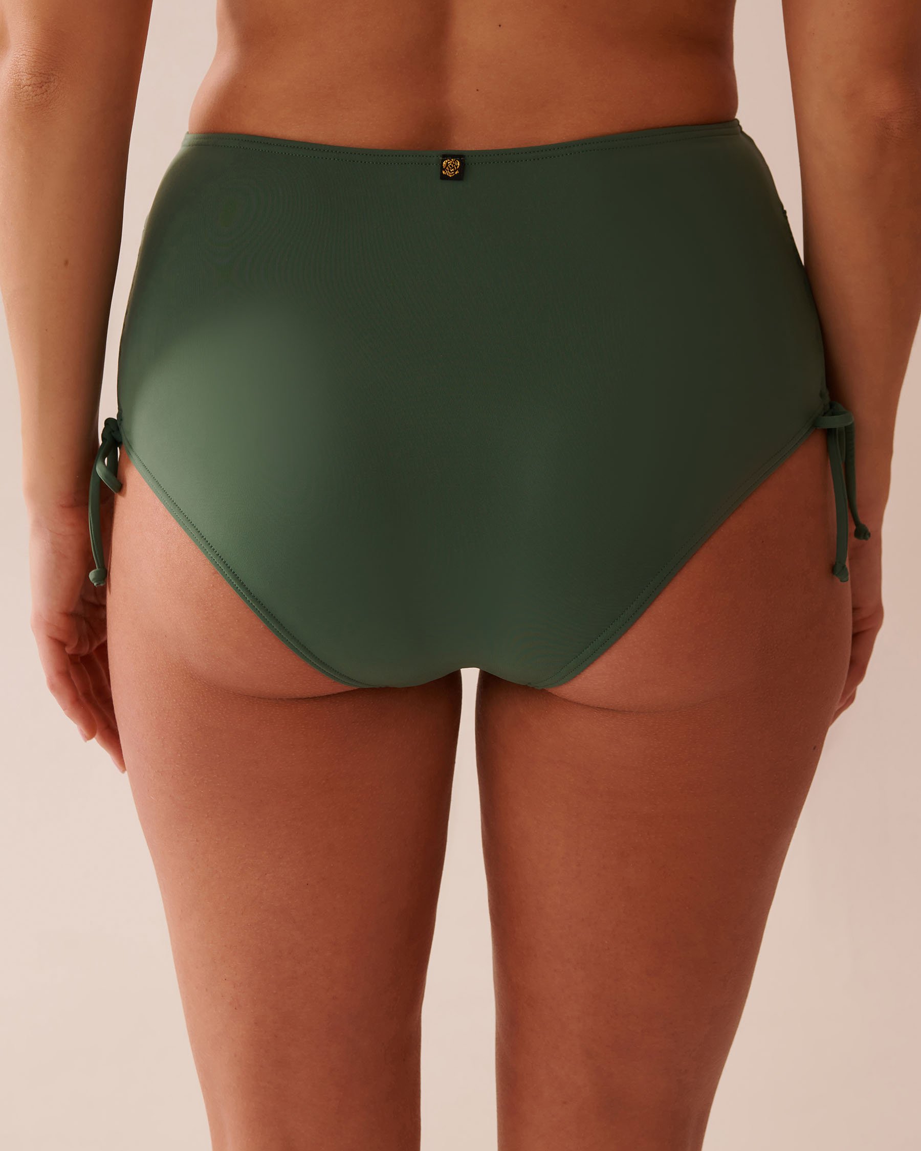 LA VIE EN ROSE AQUA KHAKI Recycled Fibers Side Tie High Waist Bikini Bottom Khaki 70300734 - View4