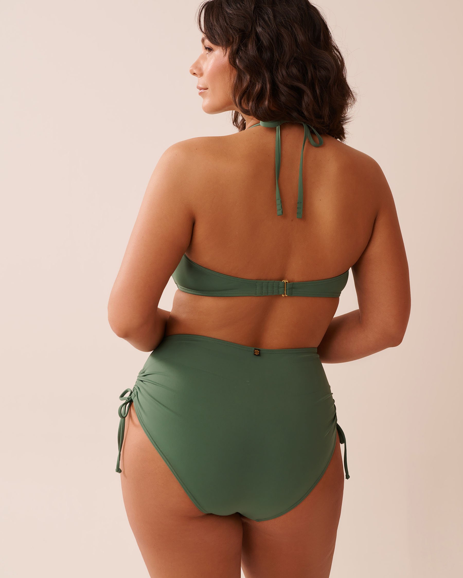 LA VIE EN ROSE AQUA KHAKI Recycled Fibers Twisted Bandeau Bikini Top Khaki 70100786 - View7