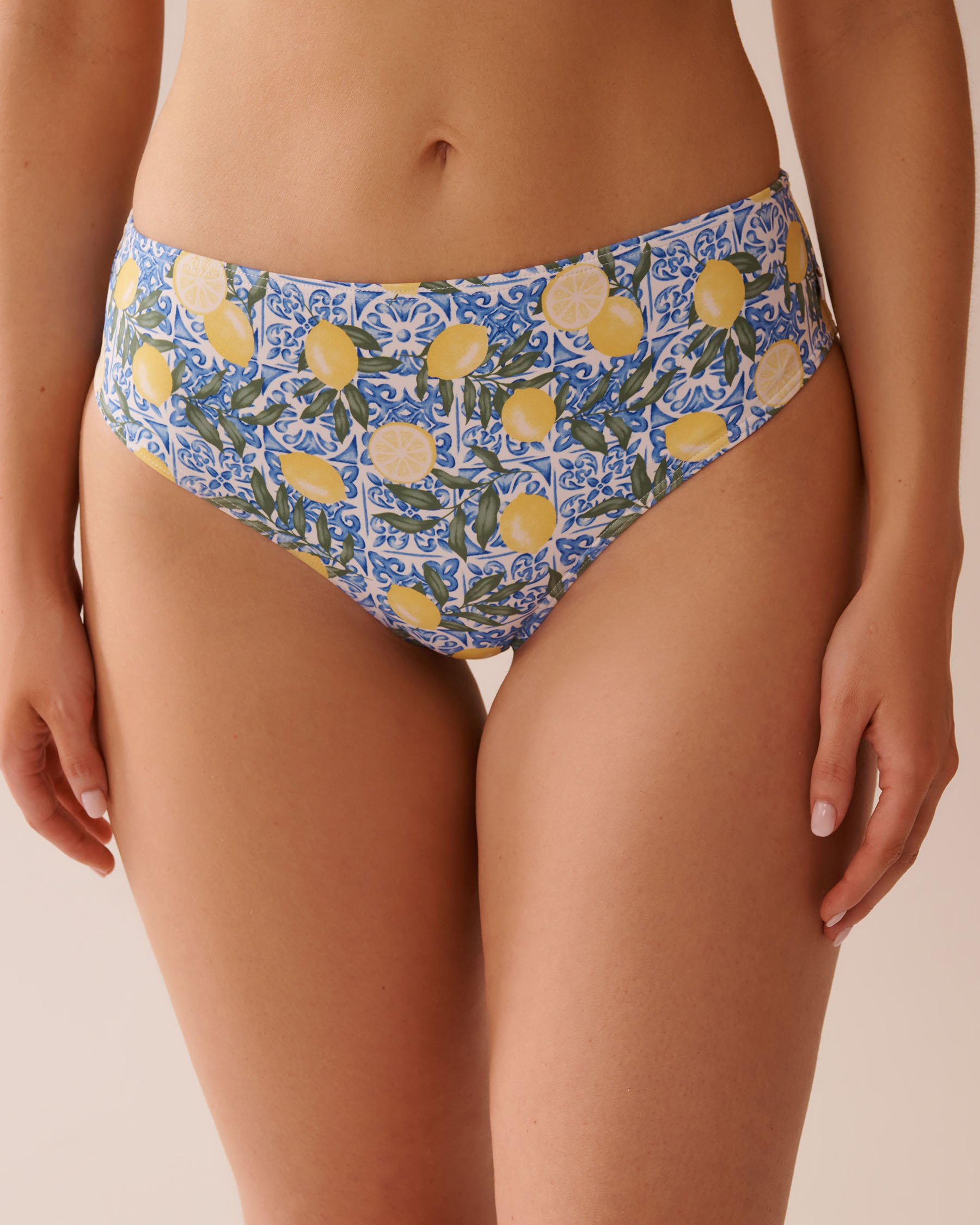 LA VIE EN ROSE AQUA LEMON TILE Mid Waist Cheeky Bikini Bottom Lemon Tile 70300706 - View4