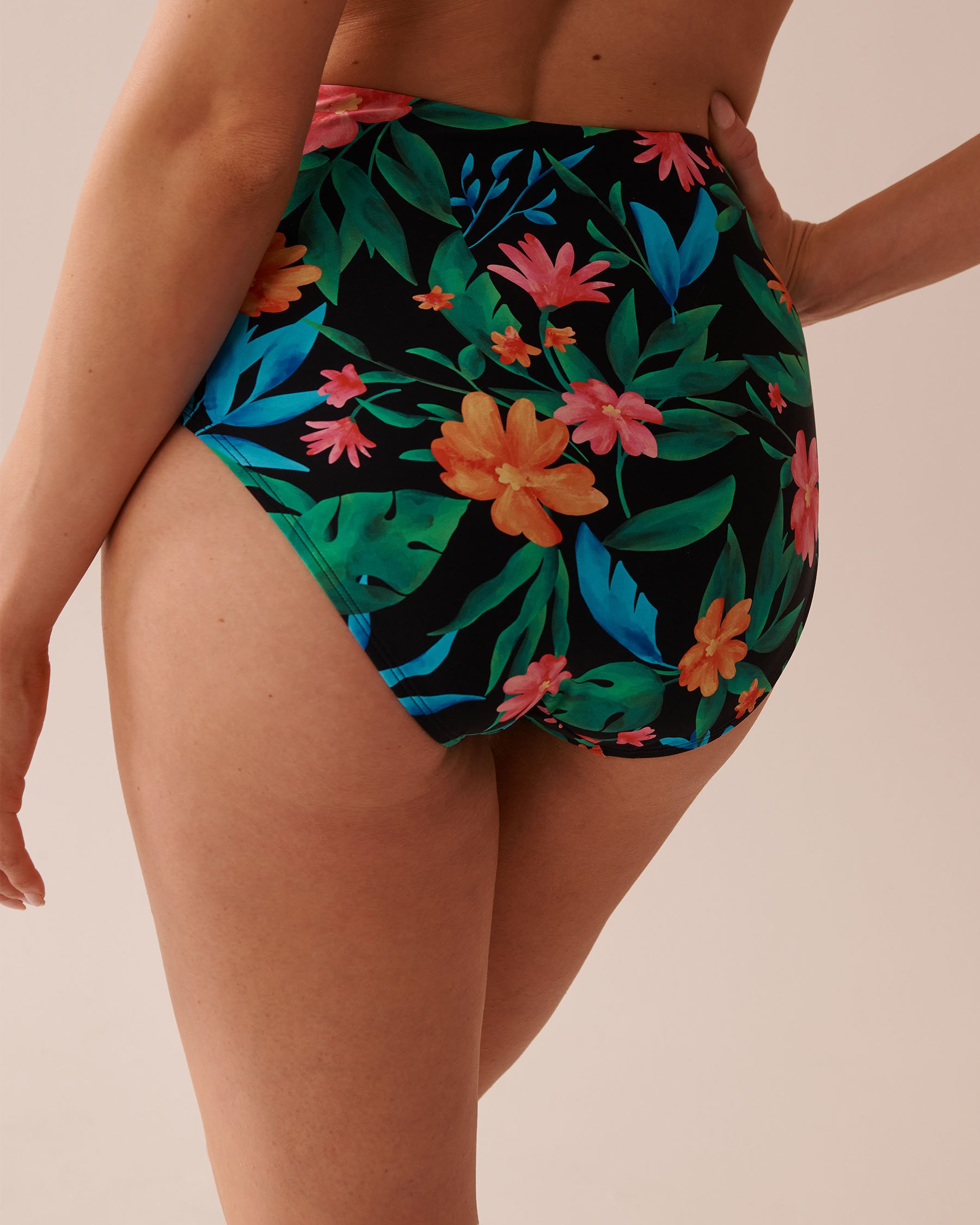 LA VIE EN ROSE AQUA MIDNIGHT TROPICS Draped High Waist Bikini Bottom Midnight Tropics 70300714 - View2